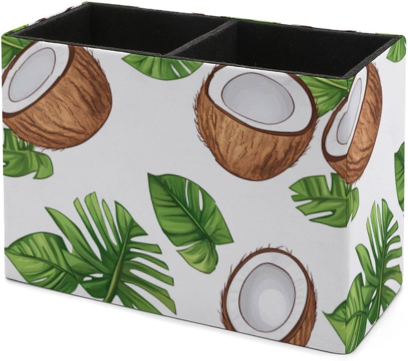 Coconuts Cute Fruit Pencil Pen Holder PU Leather Desk Storage Organizer Makeup Brush Box