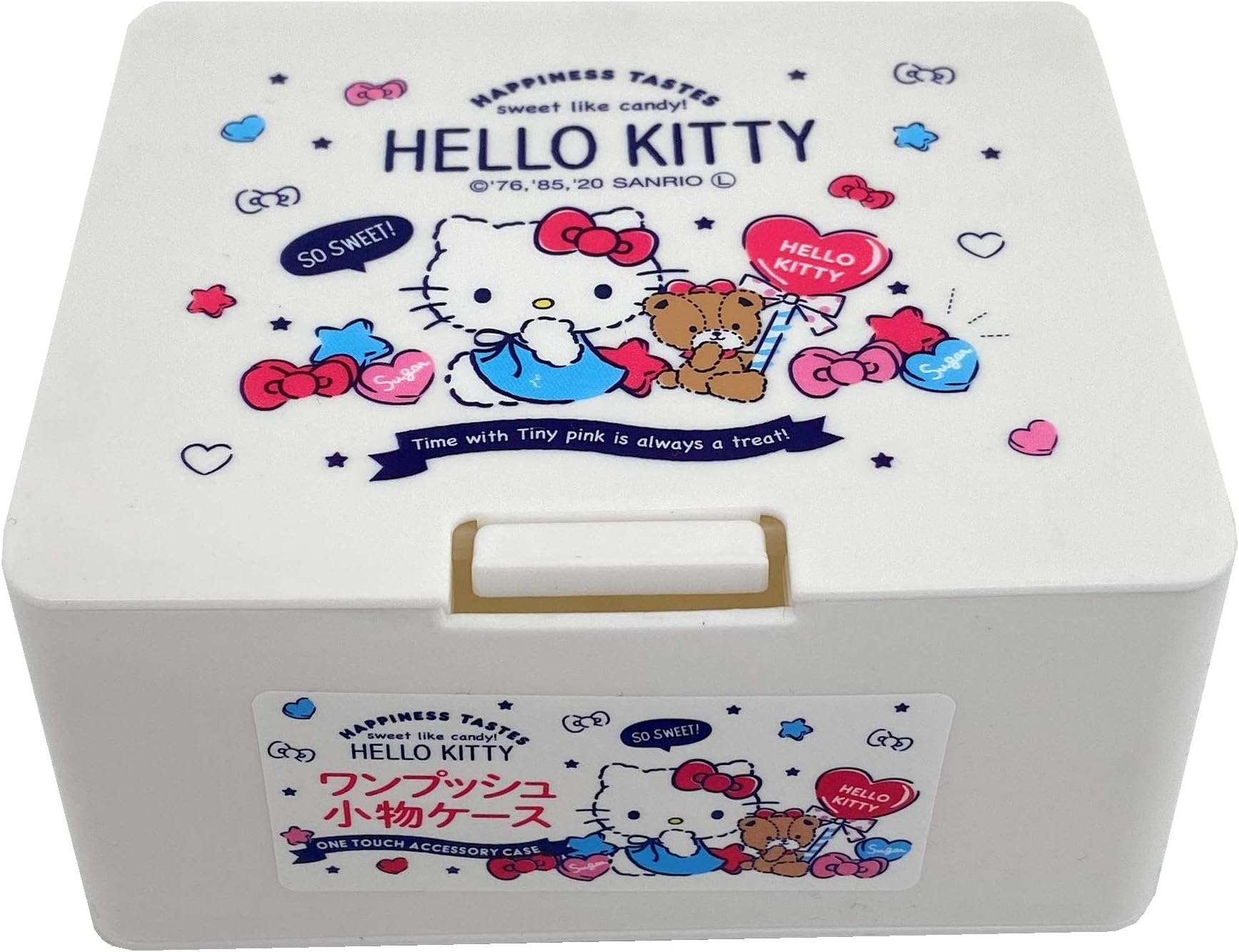 Friend Sanrio Hello Kitty Cute Box with One Touch Open Lid, Makeup Case, Accessory Case, Cosmetic Case, 4.2in x 3.5in x 2.1in