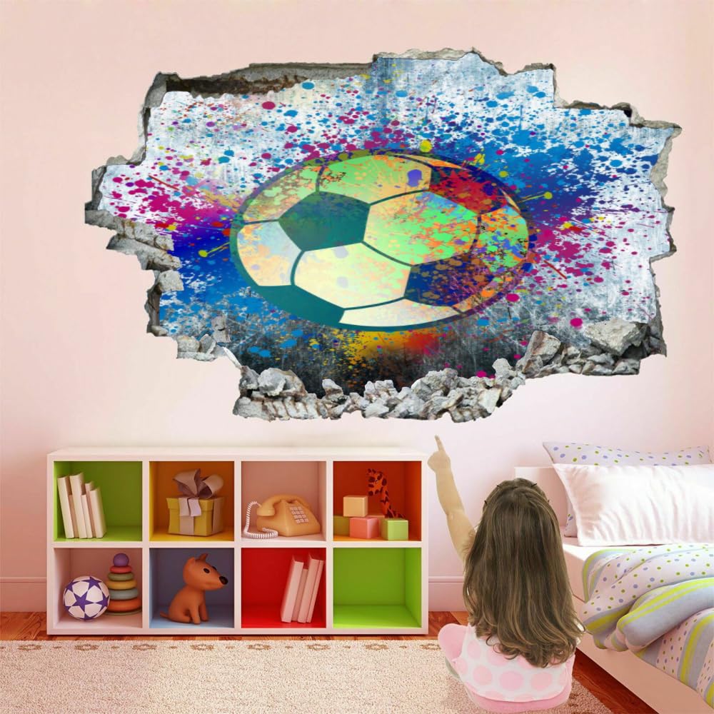 Adesivi Decorativi Da Parete 3D, Calcio Decalcomanie Per Pavimenti In Vinile Impermeabile Rimovibili Art, Graffiti Fracassate Per Bambini Camera Da Letto Nursery Home Wall Décor