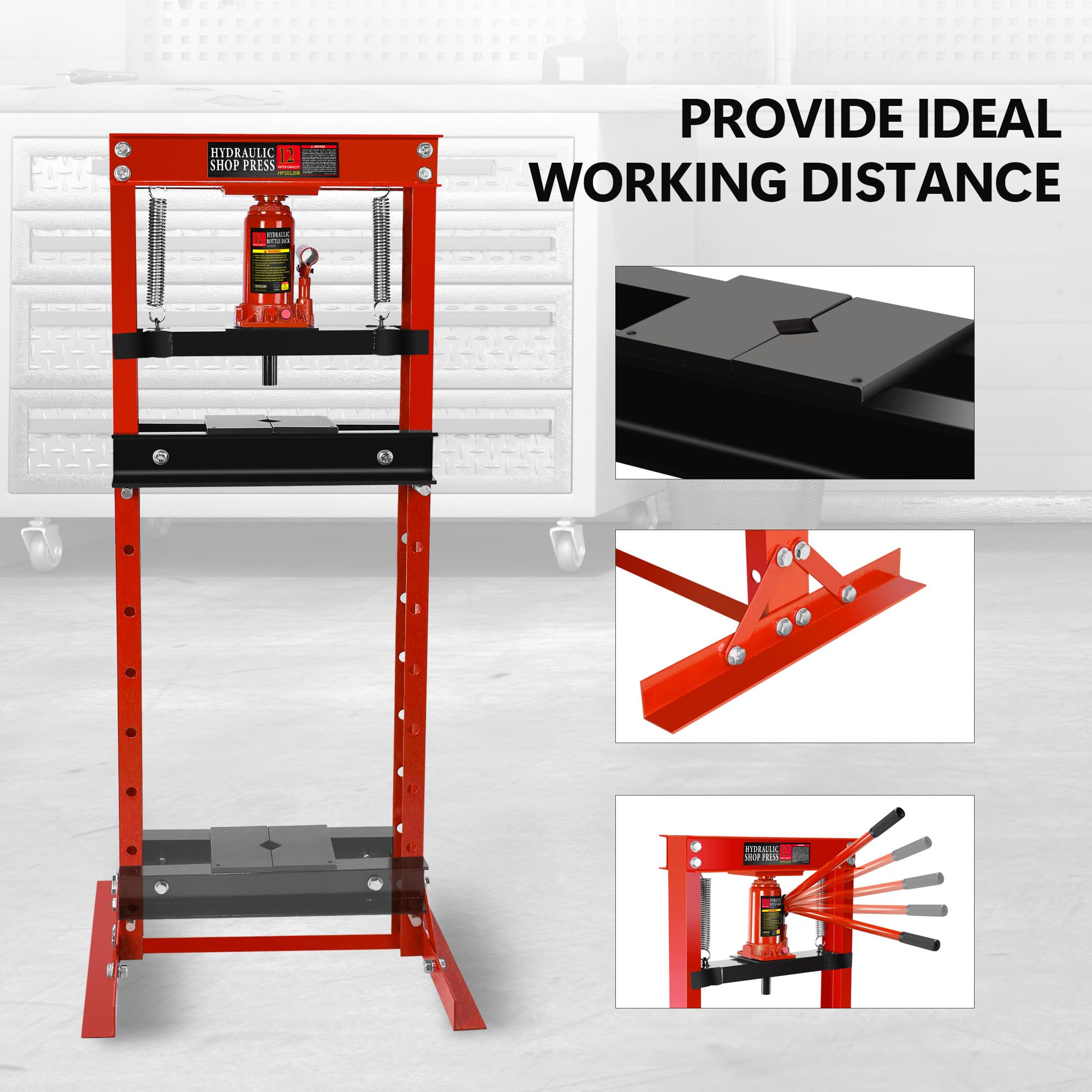 Bearing Press 12-Ton H-Frame Hydraulic Shop Press - Benchtop Press With ...