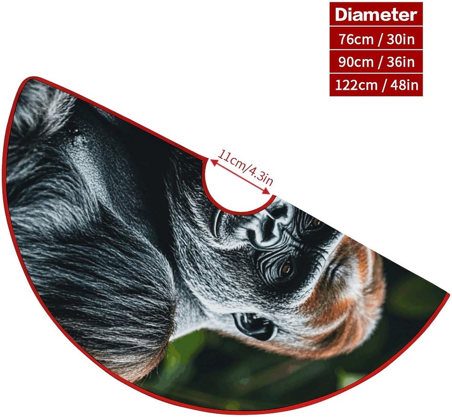 Christmas Tree Skirt 36 Inch Two Gorillas Hugging Each Other Xmas Tree Skirt Ornament Christmas Tree Collar for Merry Christmas Party Winter Holiday Christmas Tree Mat Decoration