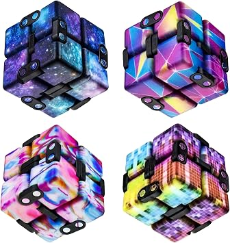 Infinitycube Fidget Toy Stress Relieving Fidgeting Game for Kids and Adults,Cute Pocket-Sized Unique Gadget for Anxiety Relief and Kill Time 4, Colorful