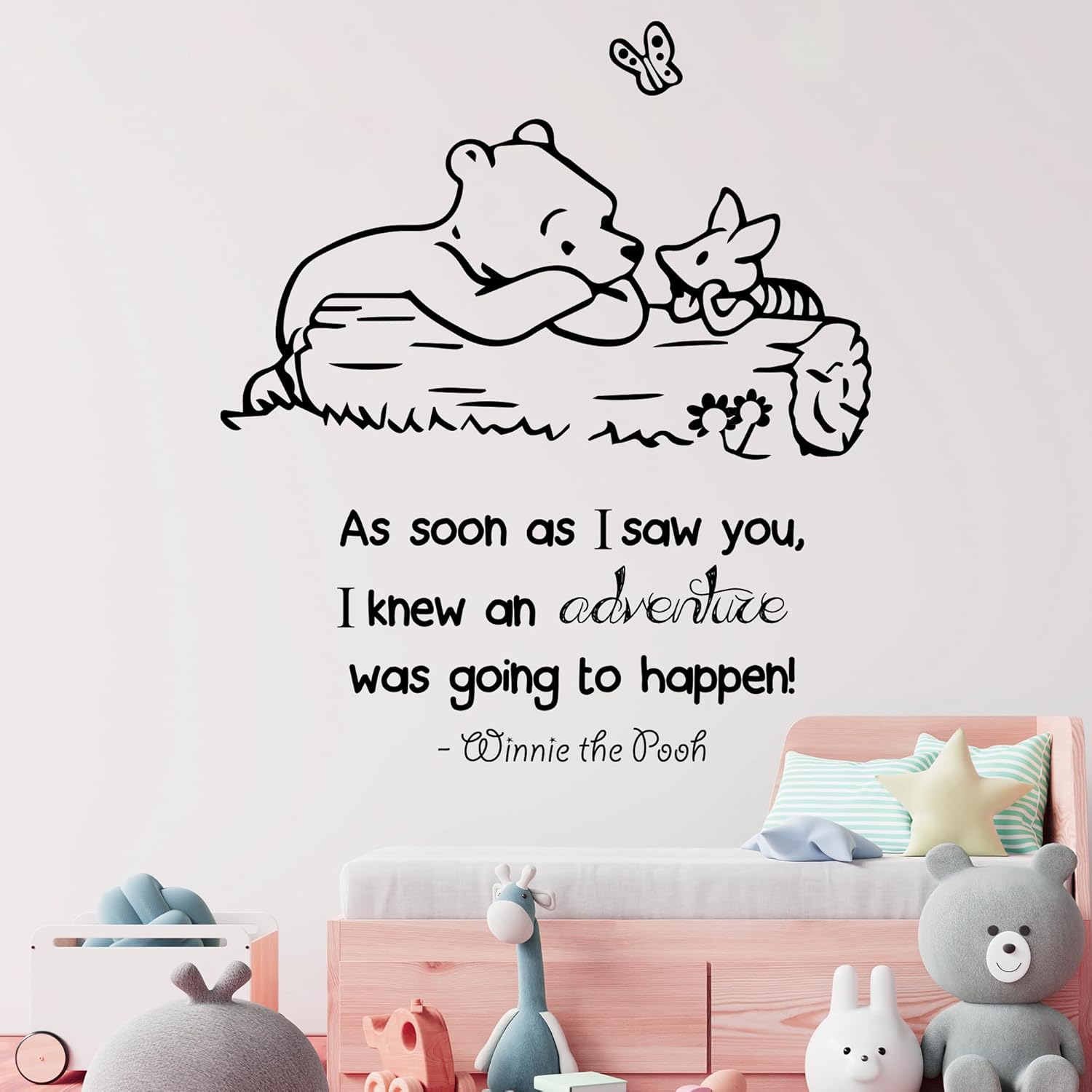 Winnie Pooh - As Soon As I Saw You Quote Baby Room Wall Decal- Decal for Baby's Room- Quote Mural Decal (Wide 22" x 26" Height)