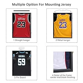 Jinchuan Jersey Frame Display Case Large Frames Shadow Box Lockable with UV Protection for Baseball Basketball Football Soccer Hockey Sport Shirt Black