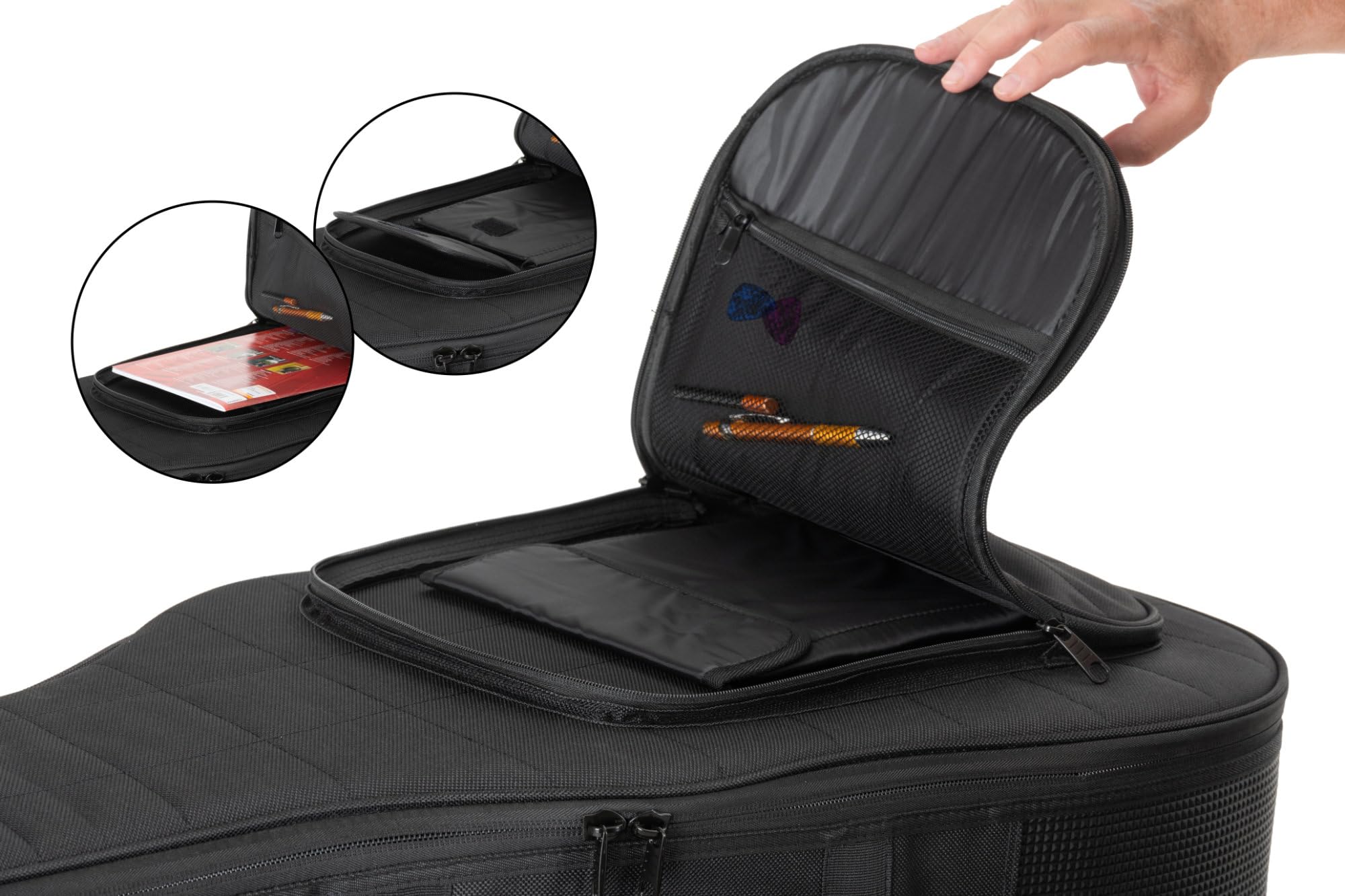 Shaman WGBT-4122BK Westerngitarre Tasche - Dick gepolsterter Gigbag für Akustikgitarren - Verstellbare Halsstütze - Gepolsterte Außentasche mit extra Tablet-Fach - Mit Rucksackgarnitur - Schwarz