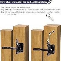 Vista 5 de 2Pack GoldOrcle 2Pack Kit de puerta anti caída de alta resistencia sin caída, soporte de esquina de puerta para valla de madera con pestillo