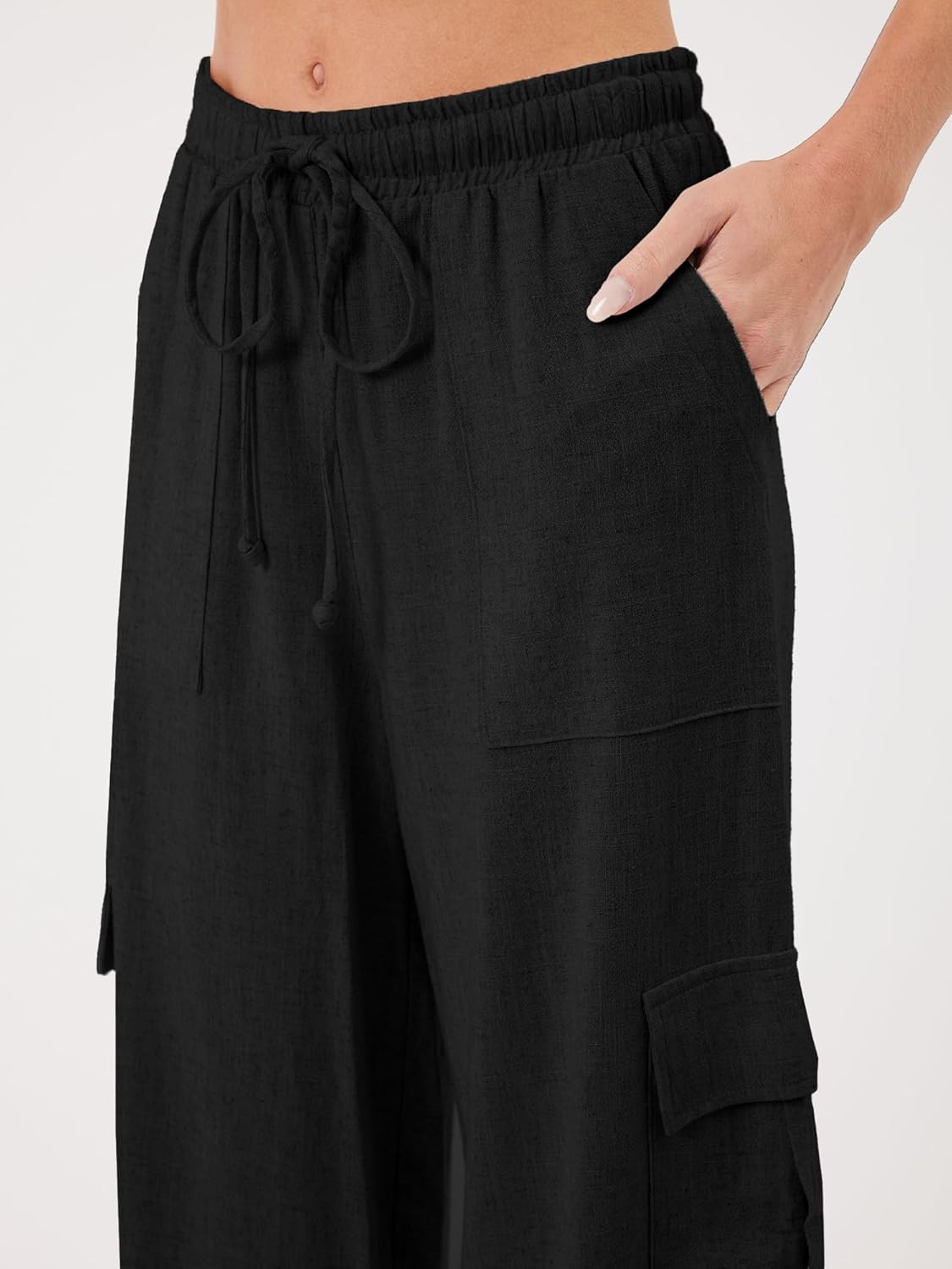 Beautiful Nomad Women's Linen Pants Casual High Waisted Wide Leg Pant Baggy Trousers with Pockets - Image 5