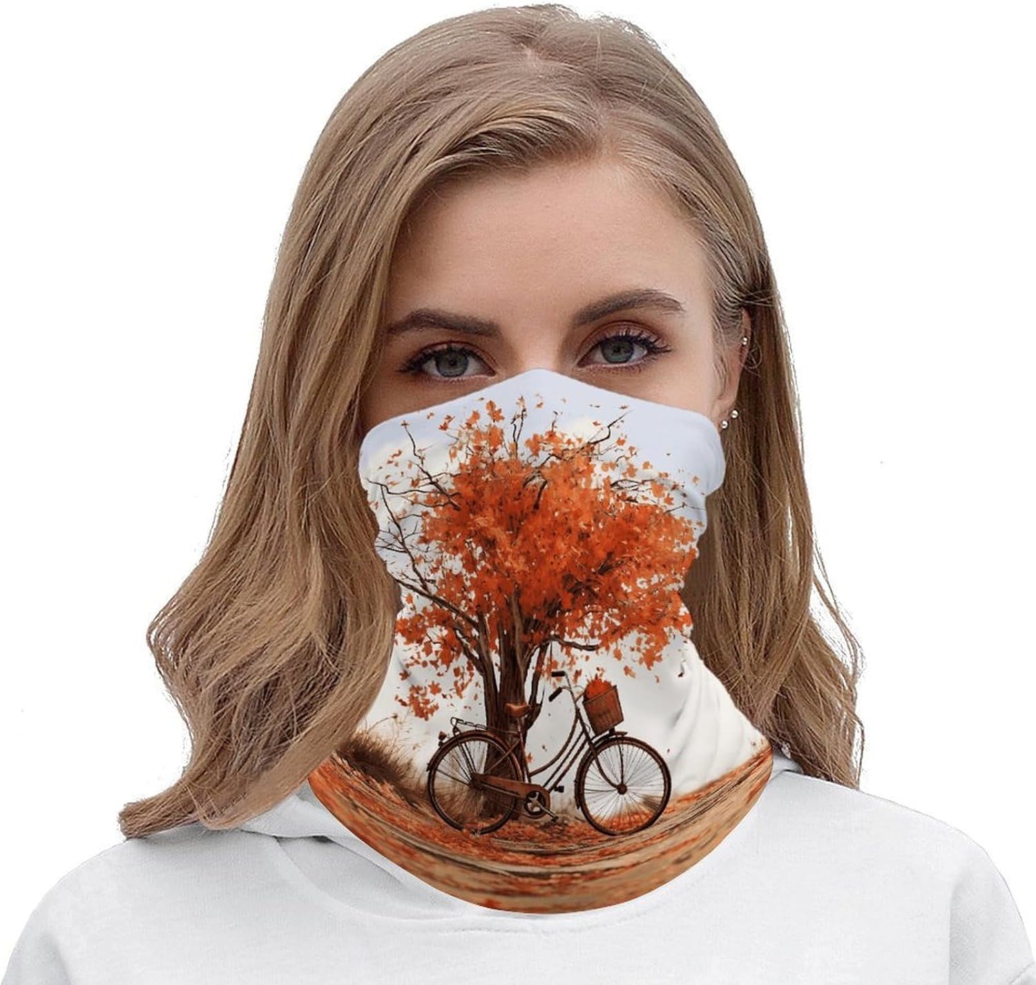 Autumn Tree with Aged Old Bike Neck Gaiter,Breathable Face Mask Sun Protection Scarf,Multipurpose Bandana for Men Women Sports Yoga Running