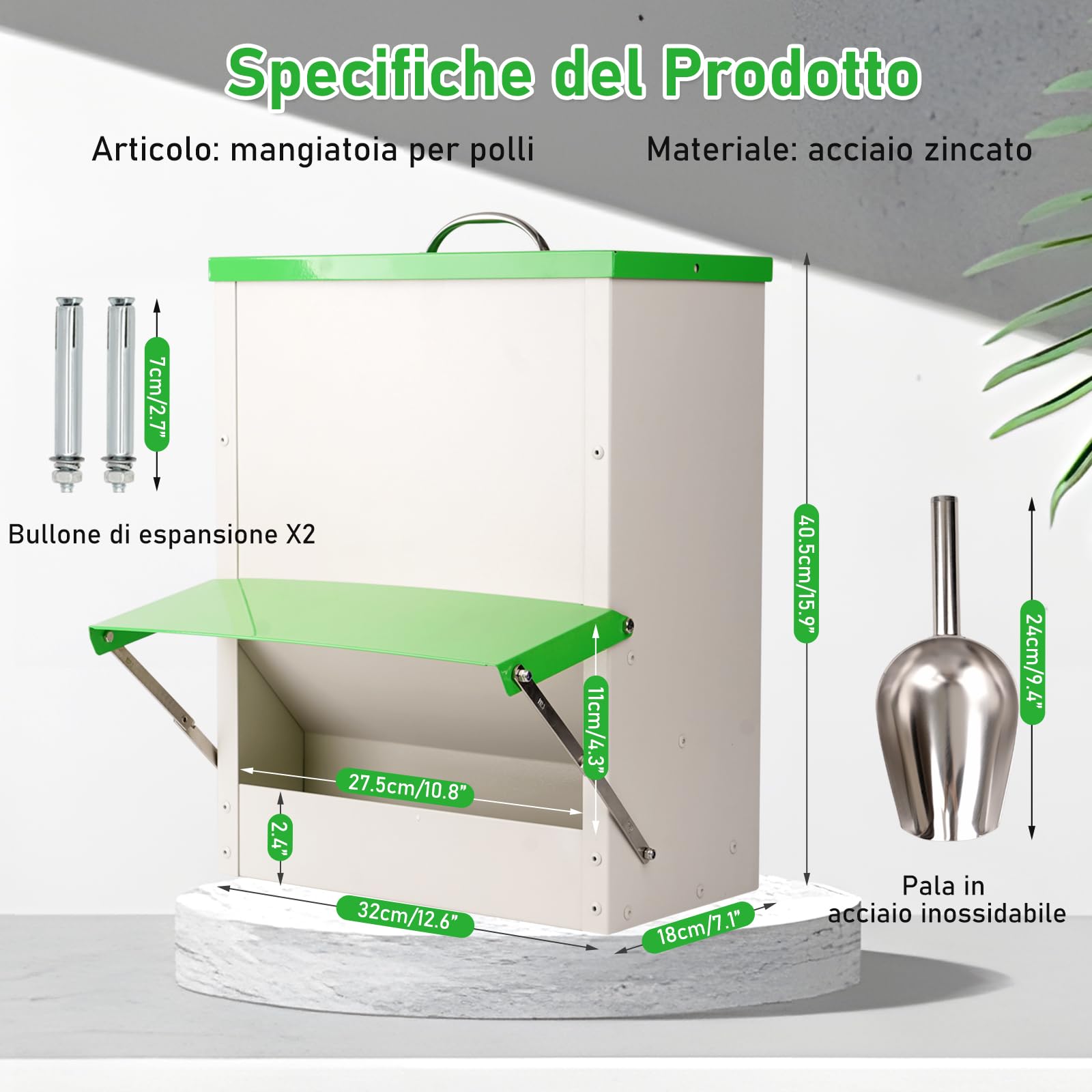 Mangiatoia Automatica Per Polli da 11 Kg Mangiatoia Per Pollame a Parete,Mangiatoia Per Pollame Senza Rifiuti,Mangiatoia Antipioggia Per Esterni Per Impieghi Gravosi Per Polli,Anatre,Tacchini D'Oca