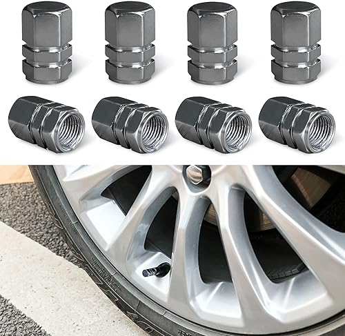 Ziciner Tapones de válvula de neumático de automóvil, cubiertas de vástago de válvula de rueda de aleación de aluminio con anillo de goma, Ziciner Tapones de válvula de neumático de automóvil, cubiertas de vástago de válvula de rueda de aleación de aluminio con anillo de goma,