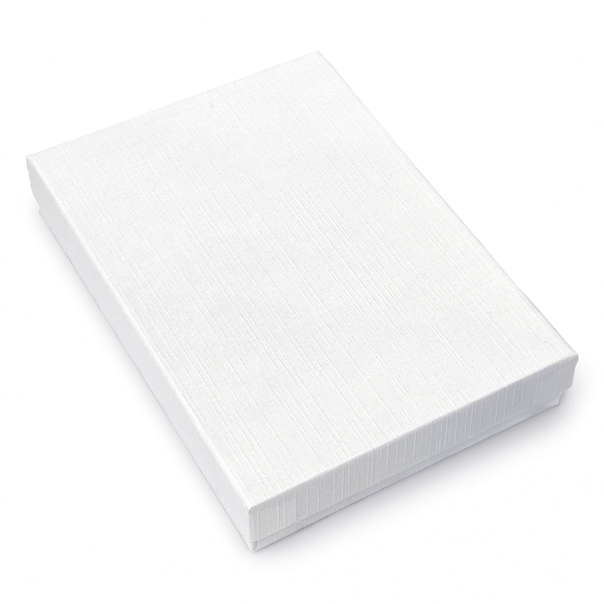TheDisplayGuys - 25-Pack #53 Cardboard Linen Paper Jewelry Gift Boxes w. Cotton Padding - White (5.4" x 3.9" x 1.0")