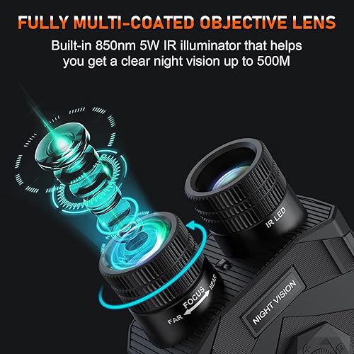 Miniatura 6 de Gafas de visión nocturna recargables prismáticos de visión nocturna de 1080P para adultos, binoculares de pantalla grande de 3.5 pulgadas pueden