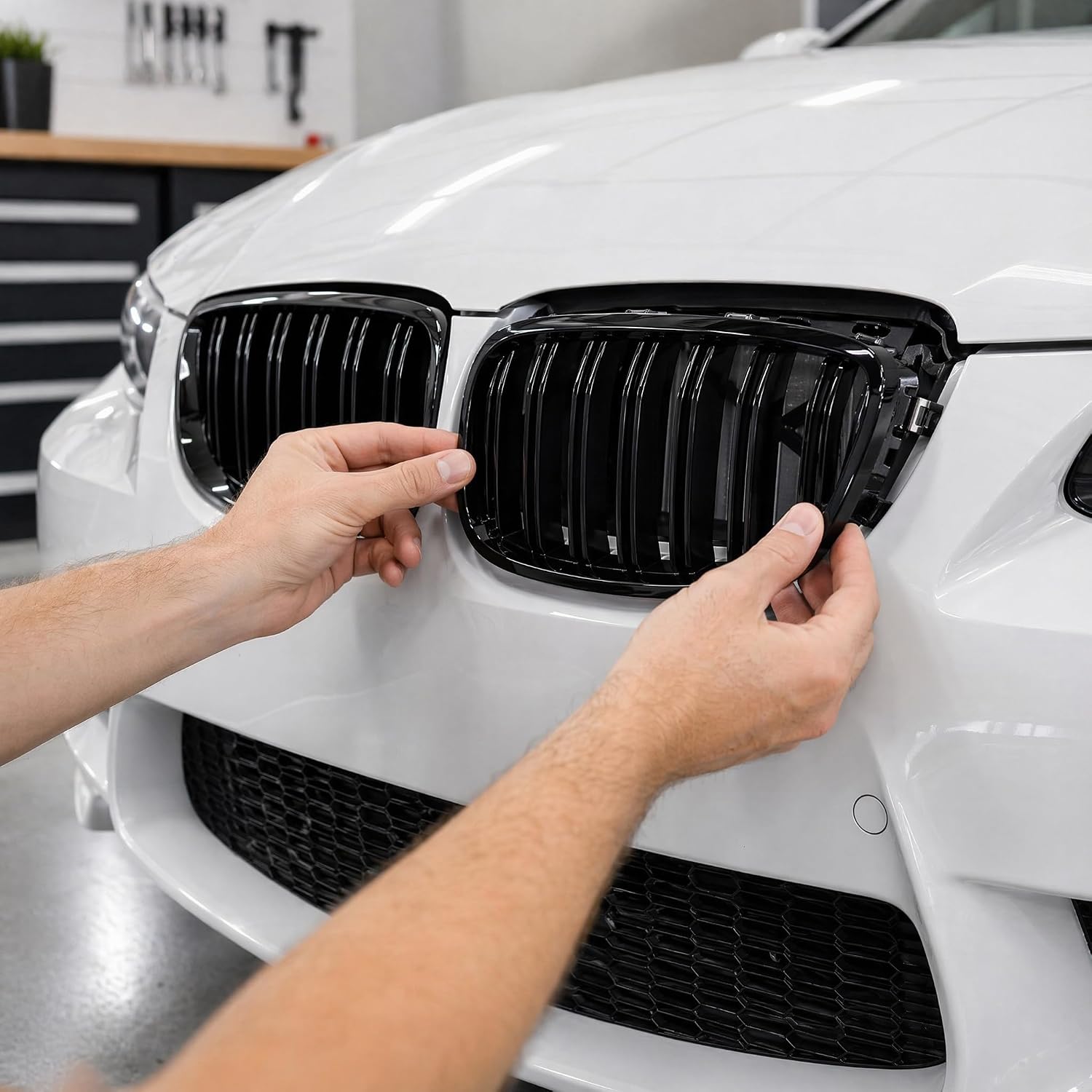 Grille Front Kidney Color Grill Compatible with BMW 3-Series 2006-2009 E92 Coupe 2007-2010 E93 Convertible Pre facelift, 2008-2013 M3 (For 3er E92 E93 2006-2009)