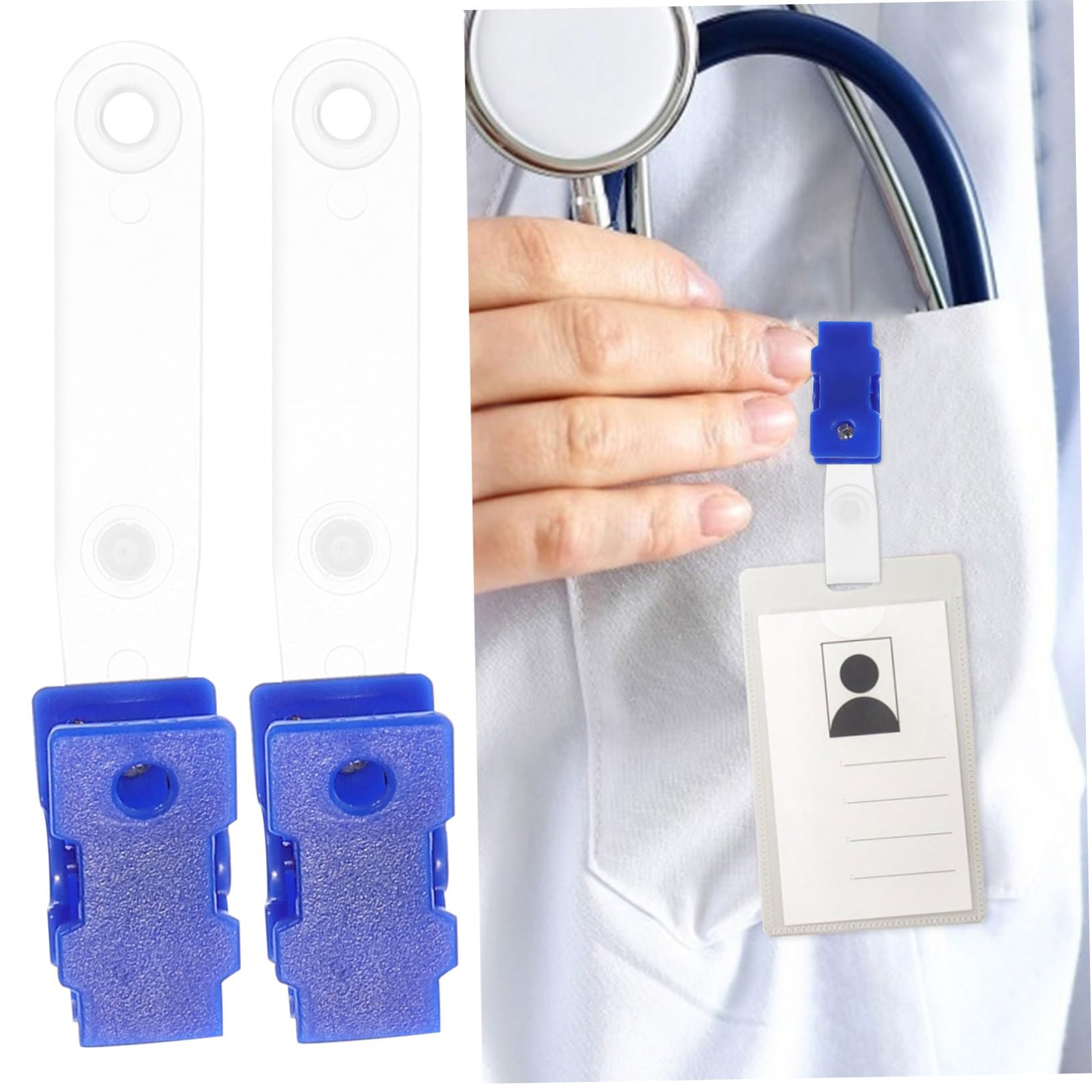 Housoutil 4 Ensembles Clips Pour Badges Avec Sangles Transparentes Clips Plastique Pour Cartes Identification Et Noms Pratiques 100 Pièces * 4