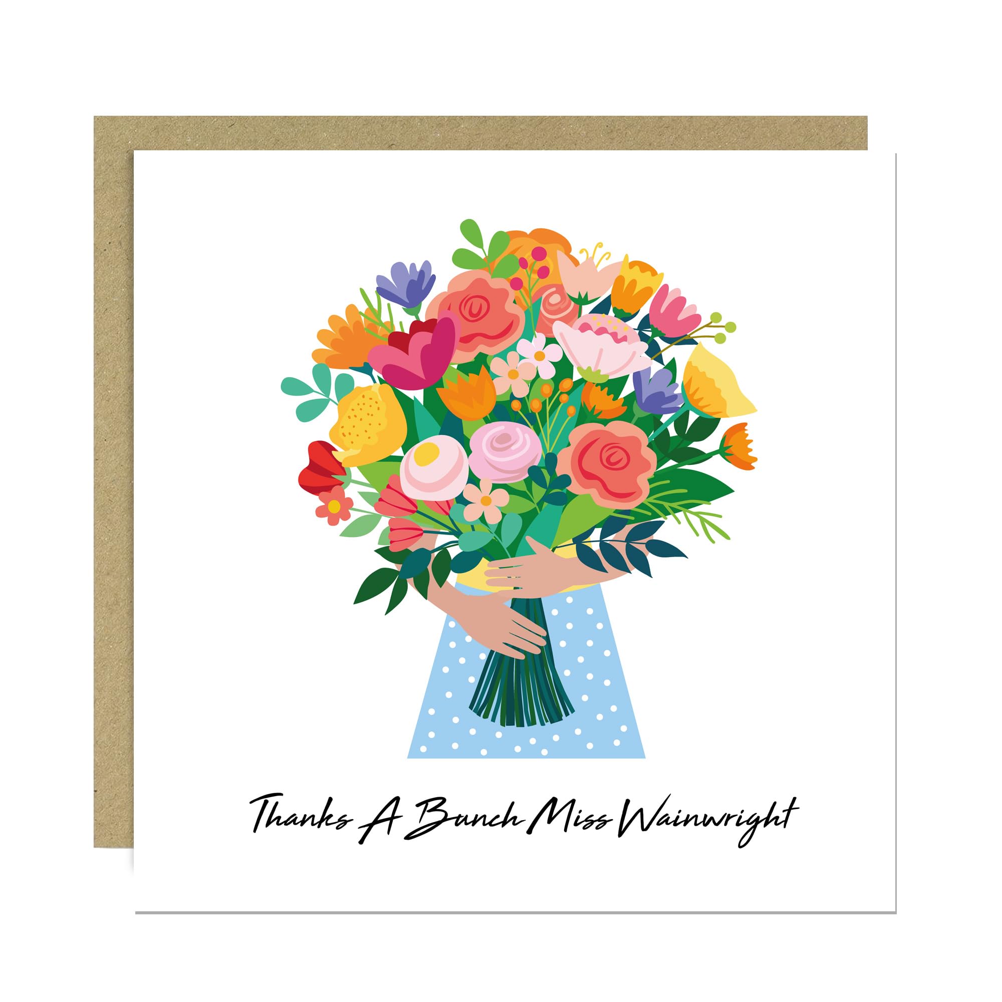 RED OCEAN Personalised Teacher Card With Kraft Envelope THANKS A BUNCH Card For Him Her Thank You For Men Women Leaving