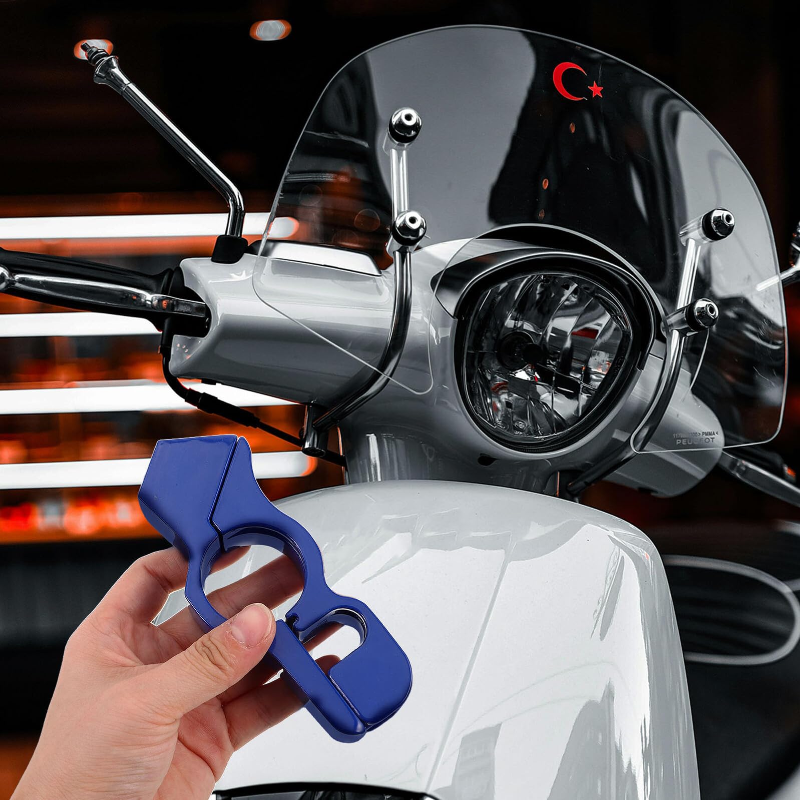 Amosfun 2 Pièces Antivol Guidon Moto Alliage Aluminium Serrure Accélérateur et Frein Robuste Installation Rapide sans Outils Résistant Aux Intempéries Sécurité Anti-vol pour Moto Scooter