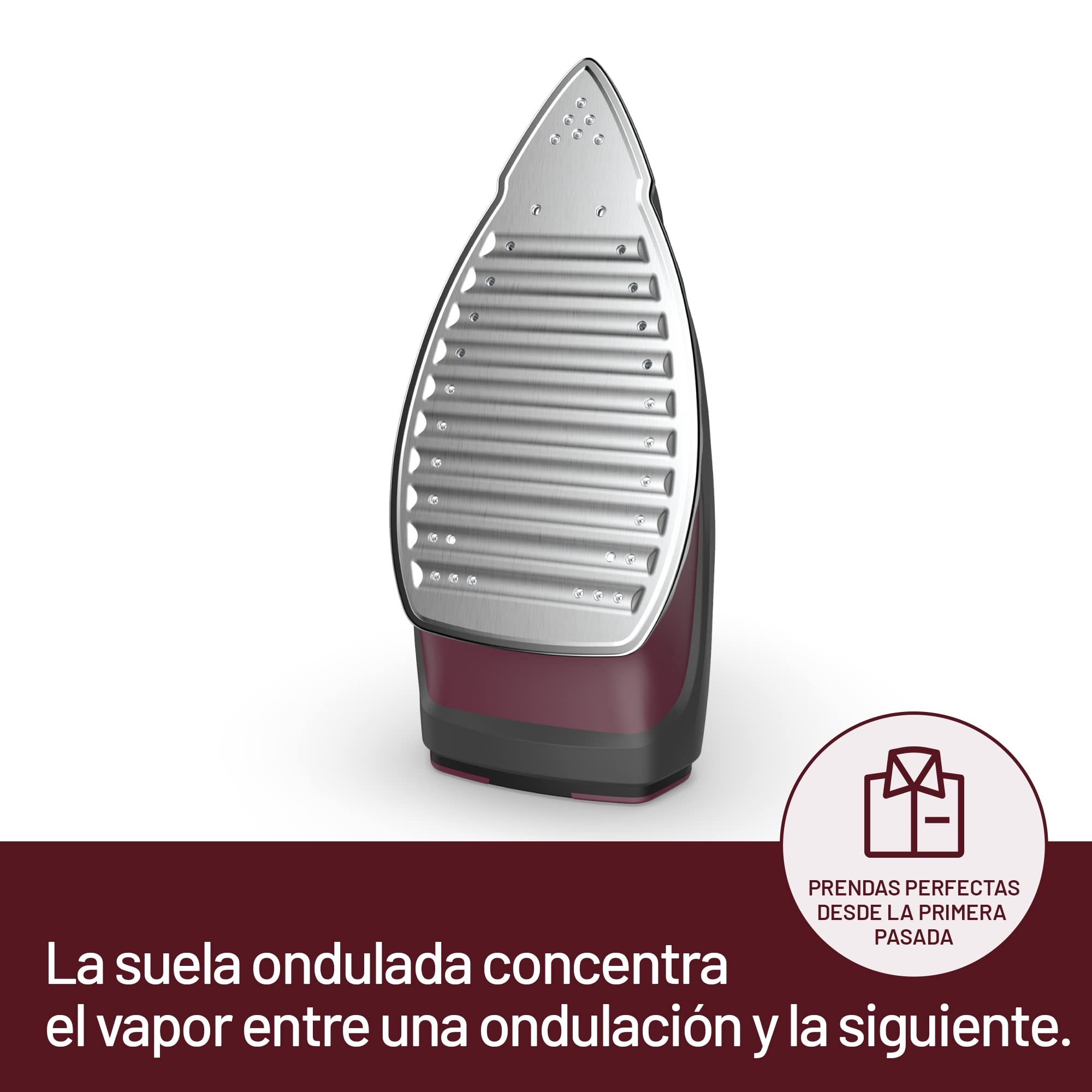 Imetec Onda F2, Plancha de Vapor con Suela Exclusiva a Ondas Patentada, 2400 W, Golpe de Vapor de 200 g, Depósito de 300 ml, Triple Protección Antical