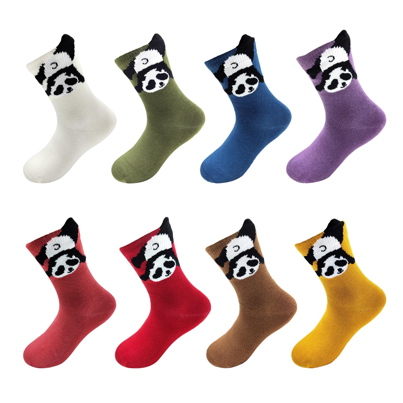 MINI PANDA 8 Pairs Girls' Novelty Socks,Cute Cat and Panda Crew Socks