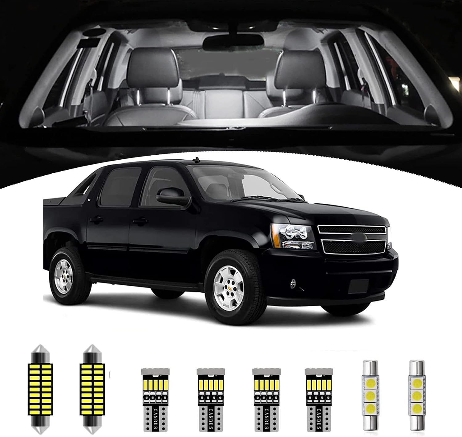 AWALITED 12pcs Chevy Avalanche Interior LED Lights Kit Super Bright LED Map Dome Light Bulbs Replacement for 2007 2008 2009 2010 2011 2012 2013 2014 Chevy Avalanche all models