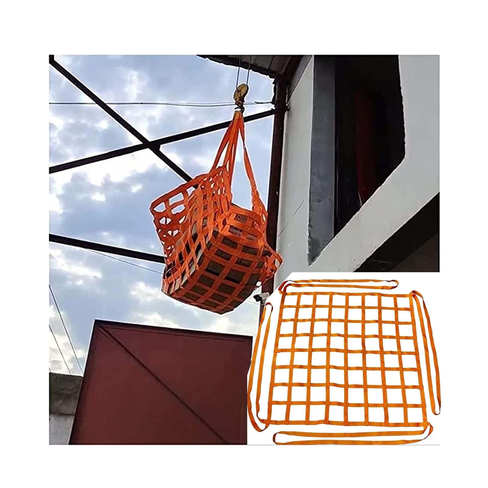Red de elevación de carga resistente, 2 x 2 m, 0,3-3,5 toneladas de capacidad, correas de elevación fuertes para aparejos, remolques y elevaciones, ideal para construcción y manejo de carga