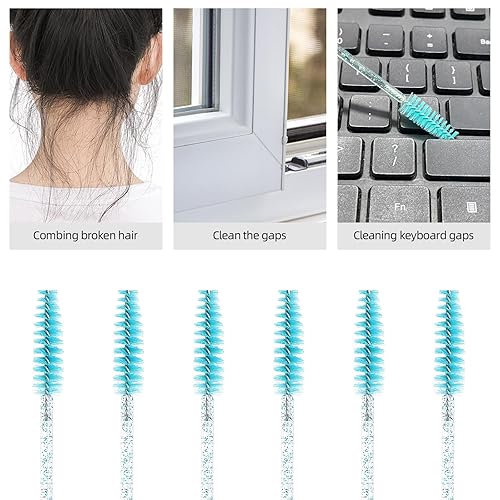 Miniatura 4 de Tbestmax 50 varitas de rímel desechables, brocha de cristal para extensiones de pestañas, pestañas de ojos y cepillo de maquillaje (azul)