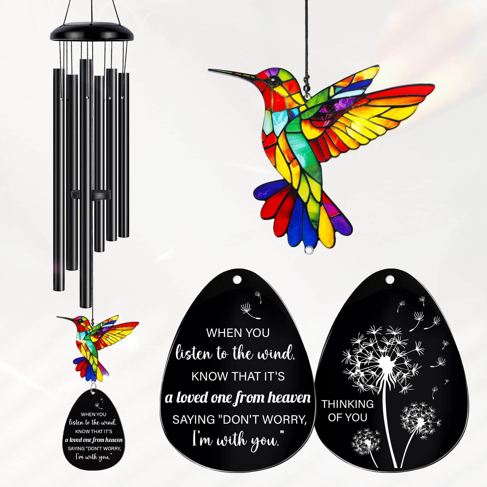 Memorial Thinking of You Gifts-29.9'' Hummingbird Sun Catcher Wind Chimes