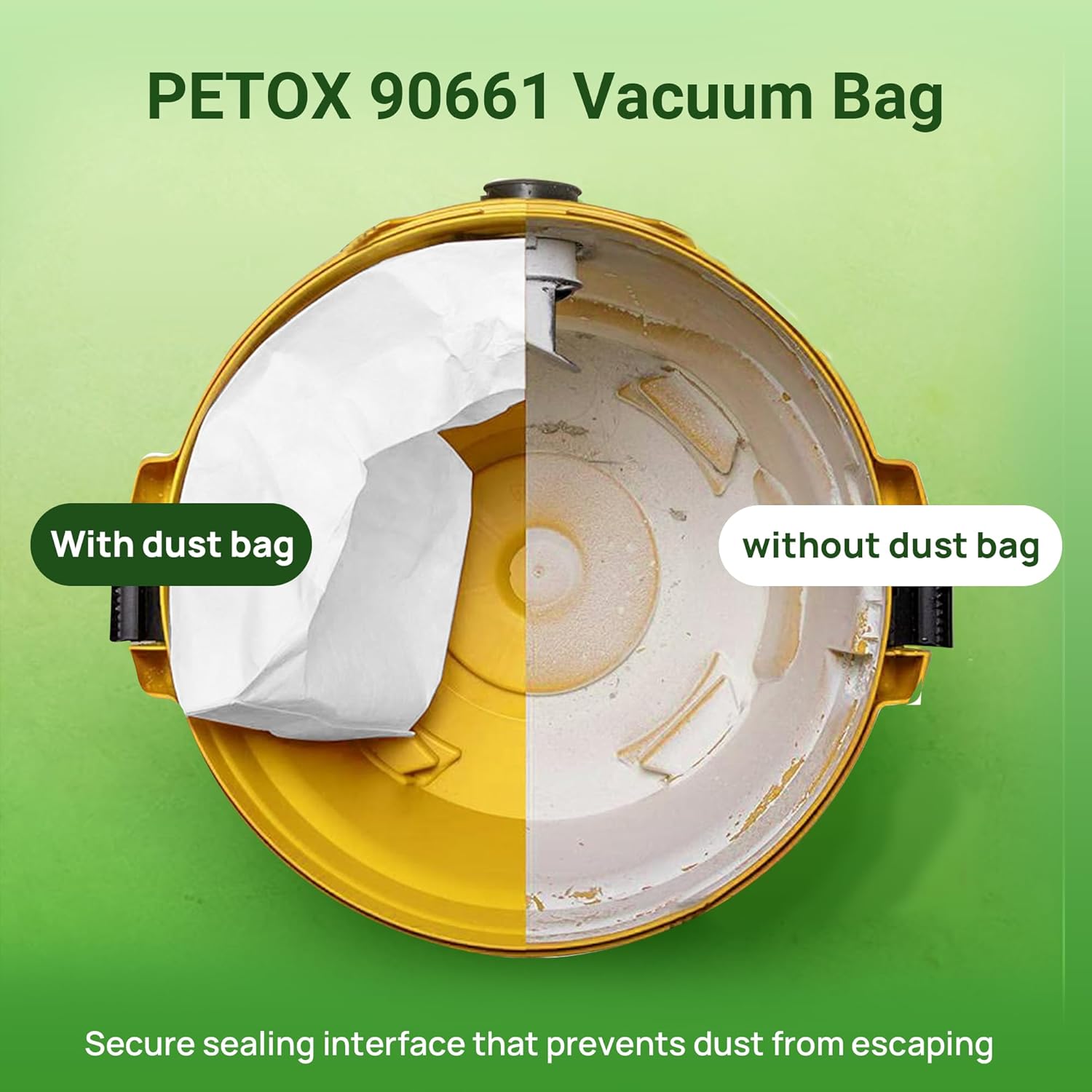 5-8 Gallon Vacuum Bags Replacement for Shop Vac Bags,Type E 90661 9066100 9066133, Type H 90671 9067100 9067133,VHBS,VDBS, PETOX High-Efficiency Disposable Vaccum Collection Filter Bags 3 Pack
