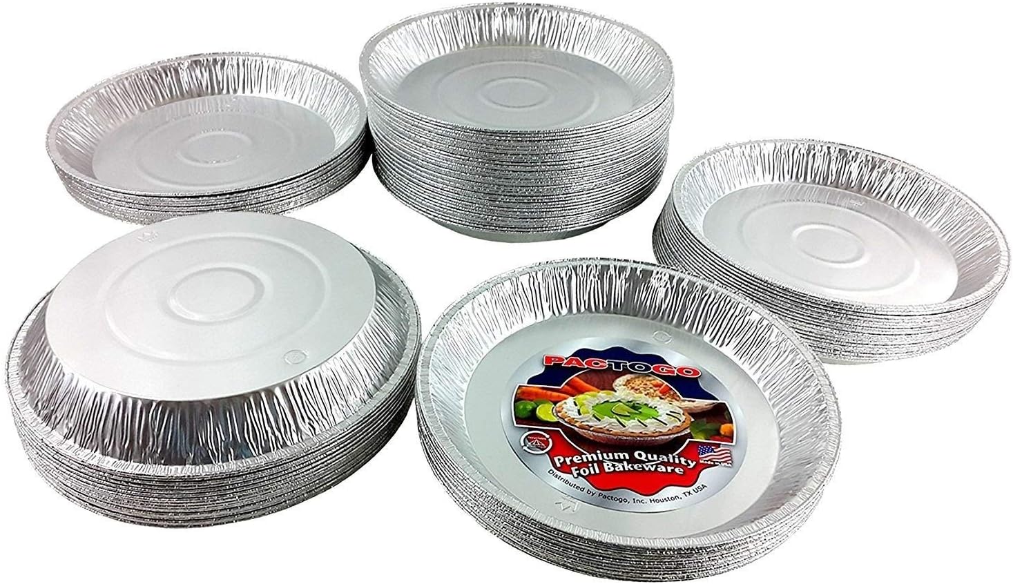 PACTOGO 12" Aluminum Foil Pie Pan Extra-Deep Disposable Tin Plates (Pack of 100)