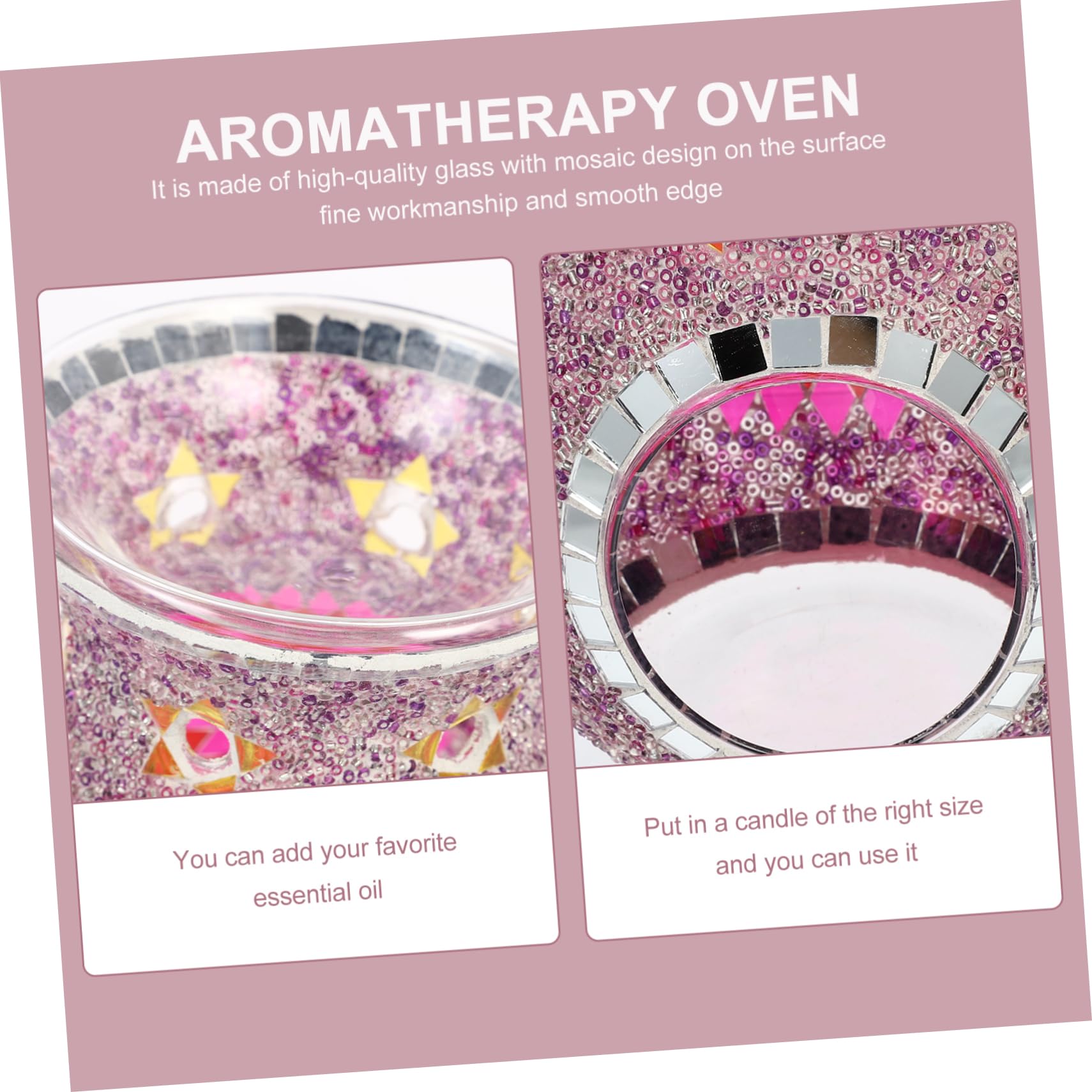TOPBATHY 1 Pc Quemador De Aromaterapia De Vidrio Quemador De Aceite De Mosaico Quemador De Aceite De Aromaterapia Quemador De Fragancia Aceite Aromático Aceite Esencial Nacionalidad Púrpura