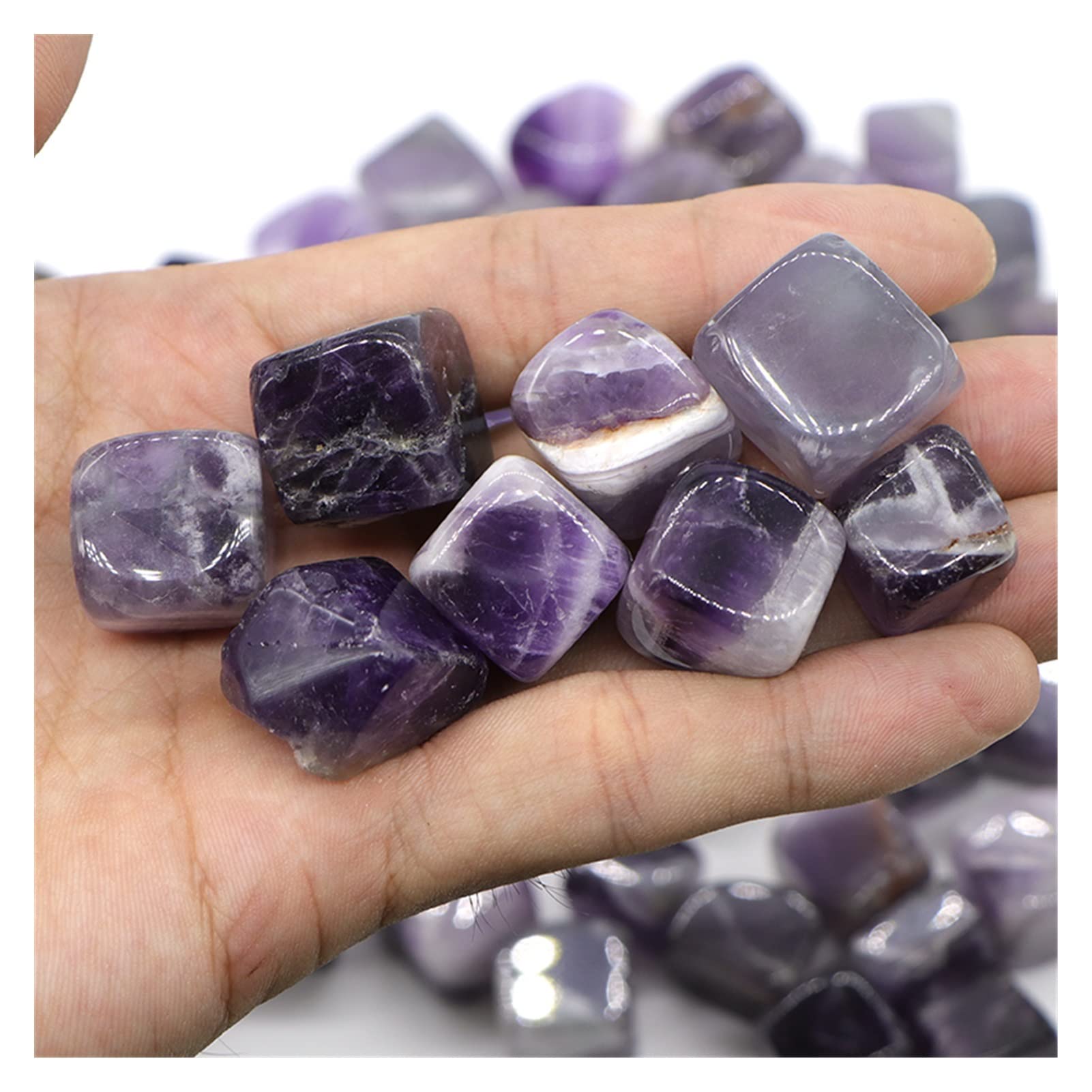 Amethyst Rohstein Natürliche Amethyst Quarzkristalle und Heilsteine Trommelbecher Mineral-Spexte Edelsteine Home Aquarium Dekoration (Color : Amethyst-M, Item Diameter : 500g)