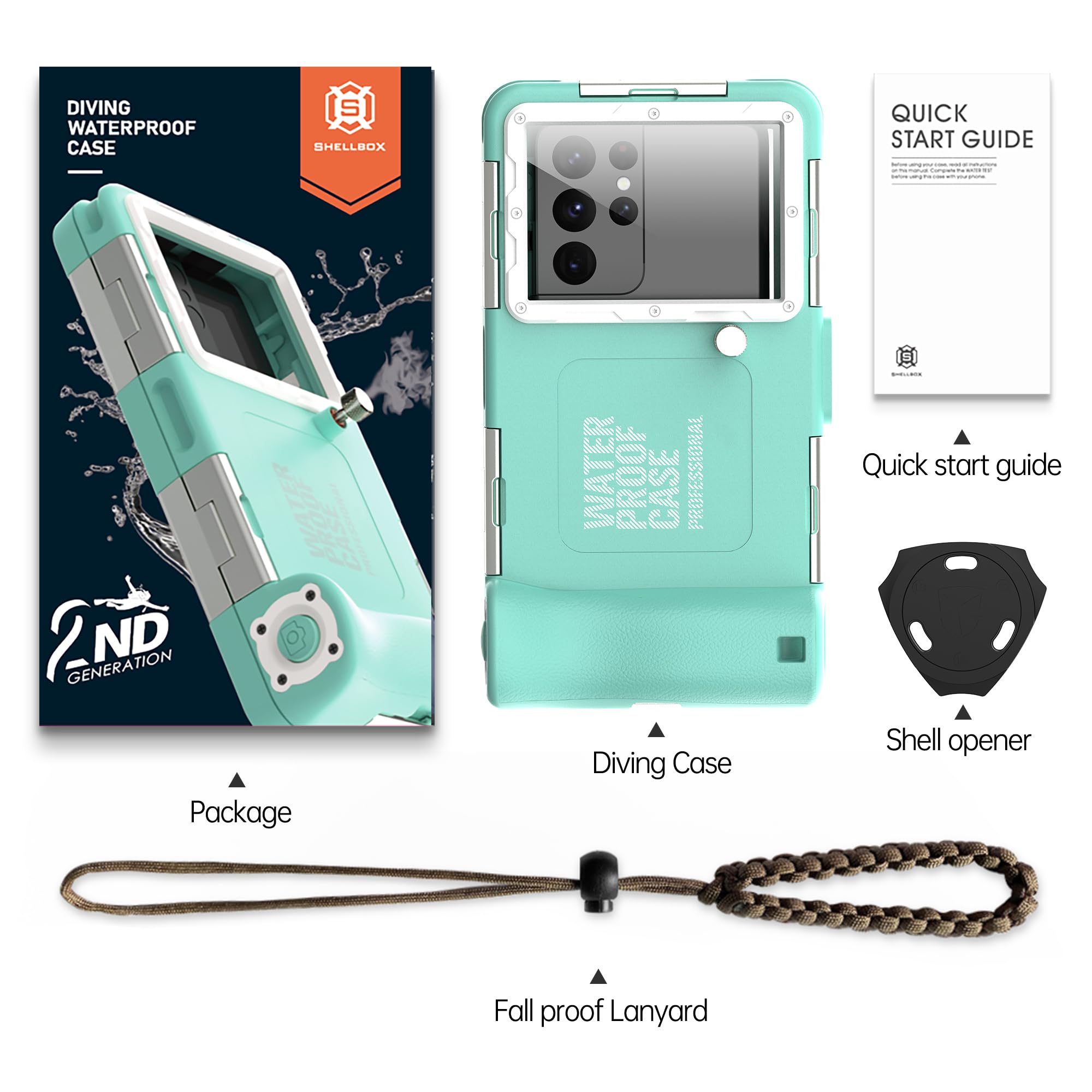Funda impermeable de buceo para iPhone, Samsung Galaxy Huawei, series Smartphones, profesional [15 m] al aire libre, esnórquel, surf, foto y video (verde azulado)