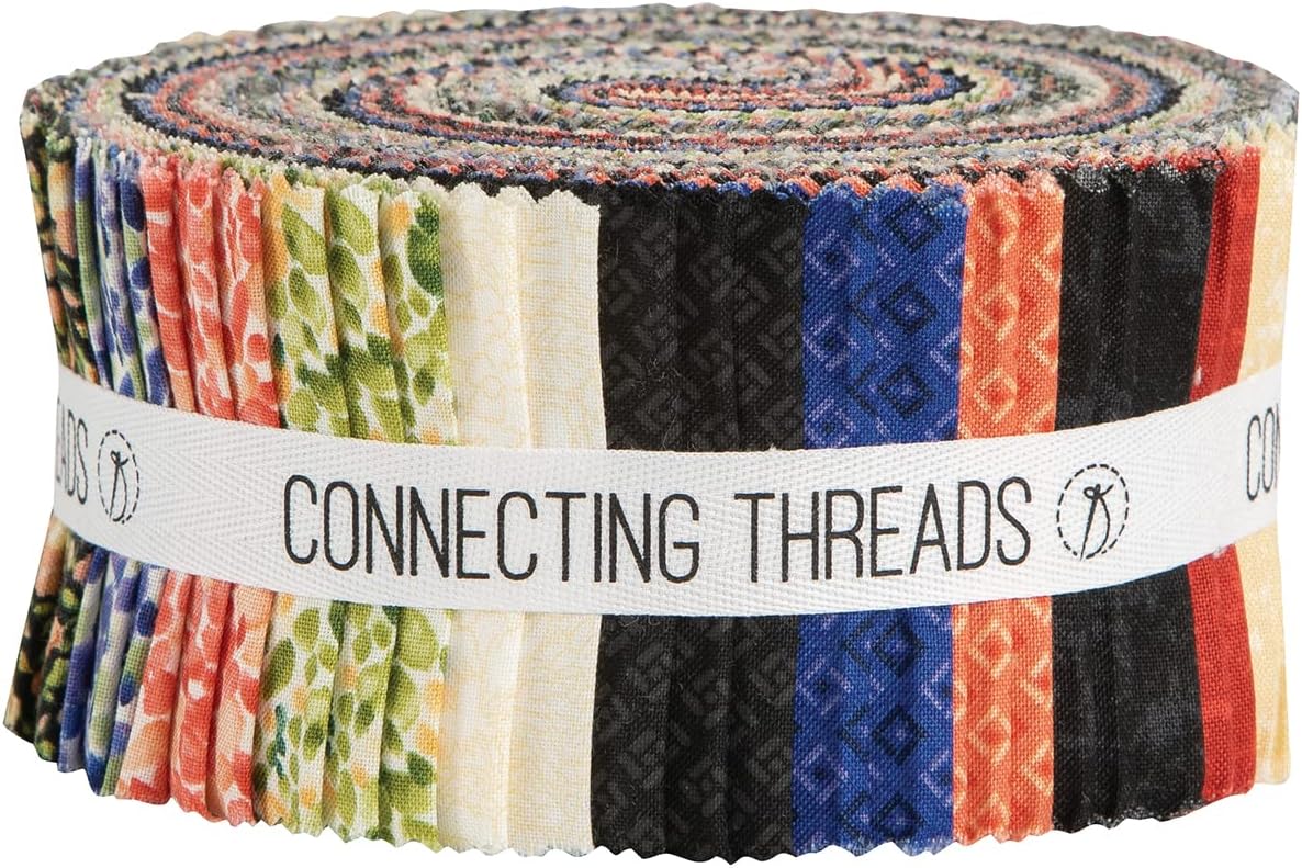 Connecting Threads Print Collection Precut Cotton Quilting Fabric Bundle 2.5" Strips (Garden Gems)