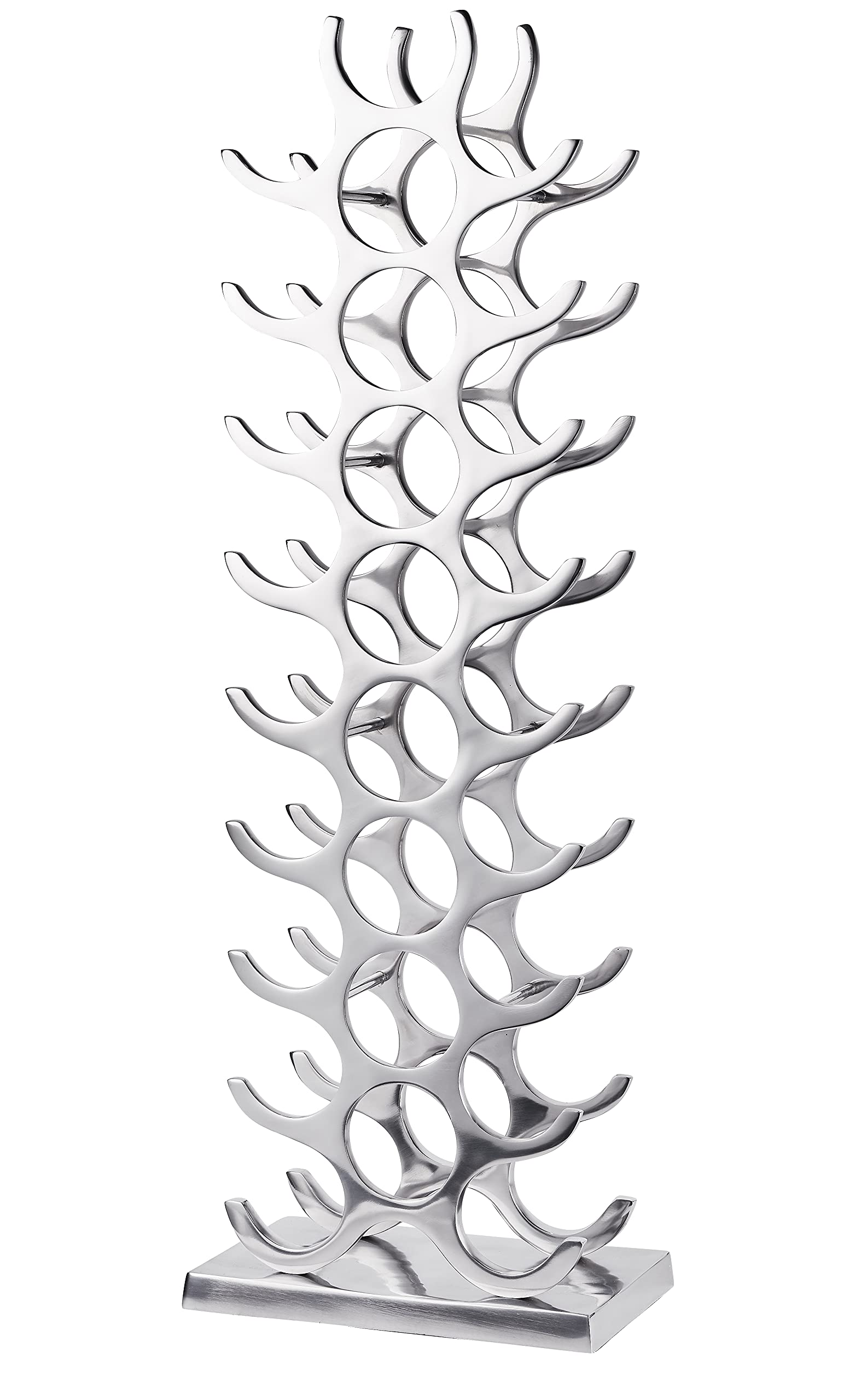 MichaelNoll Botellero para botellas de vino, de aluminio plateado de lujo, estante moderno de metal, soporte para botellas de champán, vino y champán, 101 cm XXL