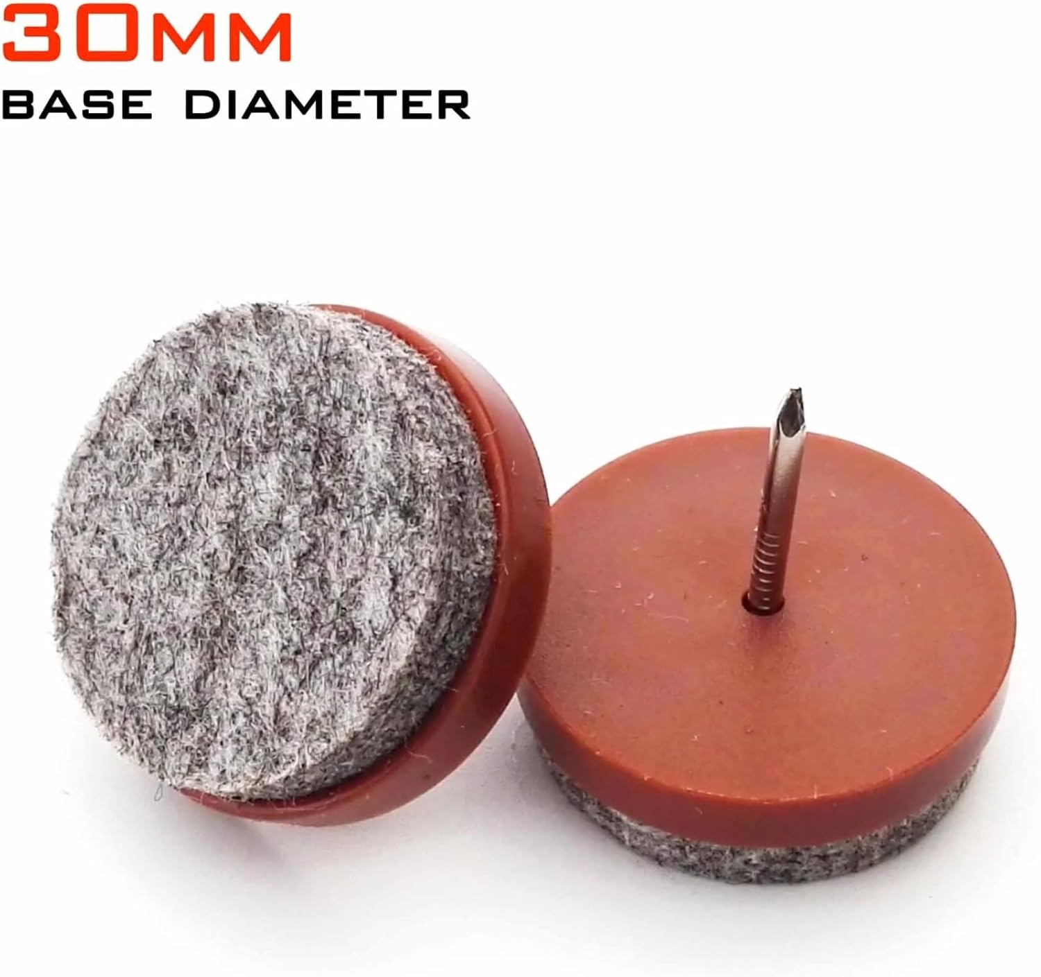 Felt Furniture Pads Chair Leg Floor Protectors 20pcs Brown Round Furniture Table Feet Tile Felt Pad Blanket Protector Anti Slip Glide Skid(Diameter 30mm)