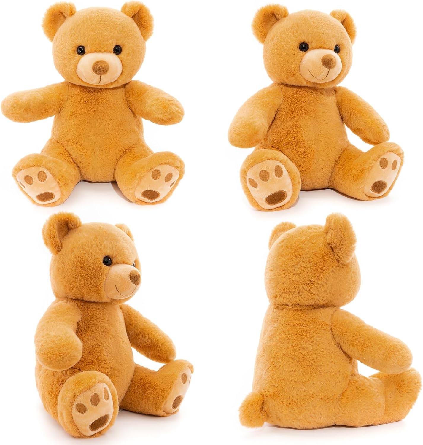 WEIGEDU Fluffy Teddy Bear Stuffed Animals Plush Toys with Lattice Tie for Kids Babies Birthday Bedtime, 12 inches