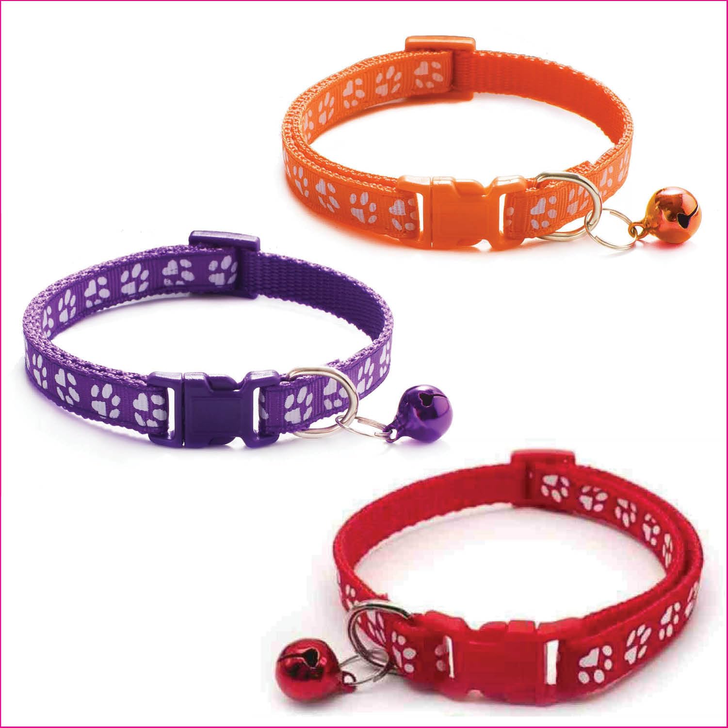 Litvibes Cat Collars Set of 3 with Bell,Kitten & Small Soft Adjustable Collar Safe,Solid & Protection Breakaway for Cats & Puppies,Cute Kitty Neckband with Paw Print- Orange,Purple,Red (B0CXVHWLJJ) Amazon Price History, Amazon Price Tracker
