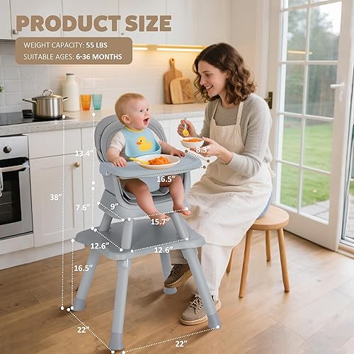 Miniatura 7 de Silla alta para bebé, sillas altas convertibles 8 en 1 para bebés y niños pequeños, asiento elevador de comedor para niños, mesa de bloque de