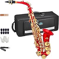 Vista 13 de EASTROCK Saxofón Alto Azul Oscuro/Dorado Mi Bemol Kit Completo para Estudiantes Principiantes con Estuche de Transporte, Boquilla, Almohadillas