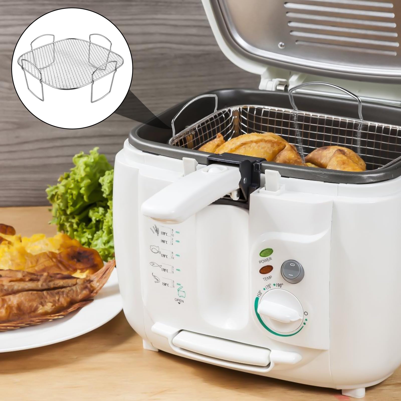 Heißluftfritteuse Grillrost, Heißluftfritteuse Zubehör für Cosori Heißluftfritteuse 5,5L XXL/6,4L 304 Edelstahl Quadratisch Air Fryer Rack Kompatibel mit den meisten Air Fryer