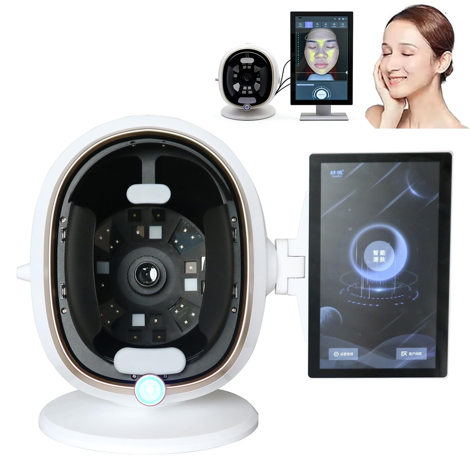 Zhzwwansuge White 13.3″/21.5″ Intelligent Skin Analyzer, 38Mp Hd Pixels, 8 Types Of Spectral Analysis, 20 Test Indicators, Skin Symptom Analysis And Prediction, Skincare Plan Recommendations -13.3In