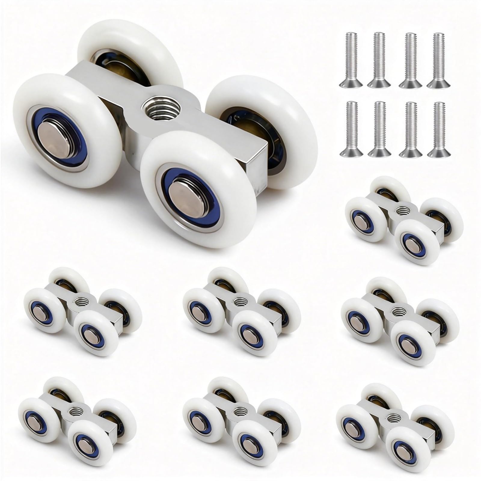 8 ruedas para puertas correderas, 44 x 22 mm, ruedas para puertas correderas, ruedas para puertas correderas con 4 ruedas, para balcón, cocina, baño