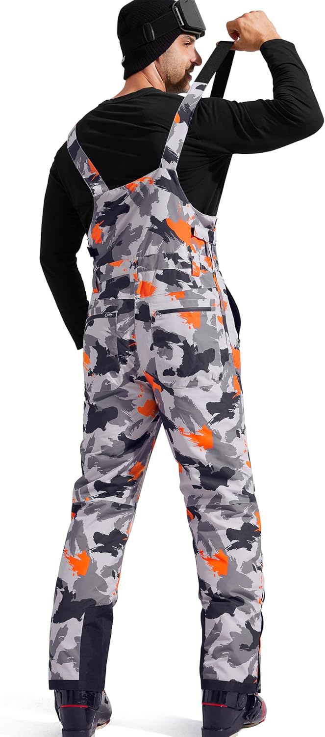 FREE SOLDIER Mens Snow Bibs Ski Pants Softshell Waterproof Insulated Warm Snow Pants Windproof Ski Bib Overalls - Image 2