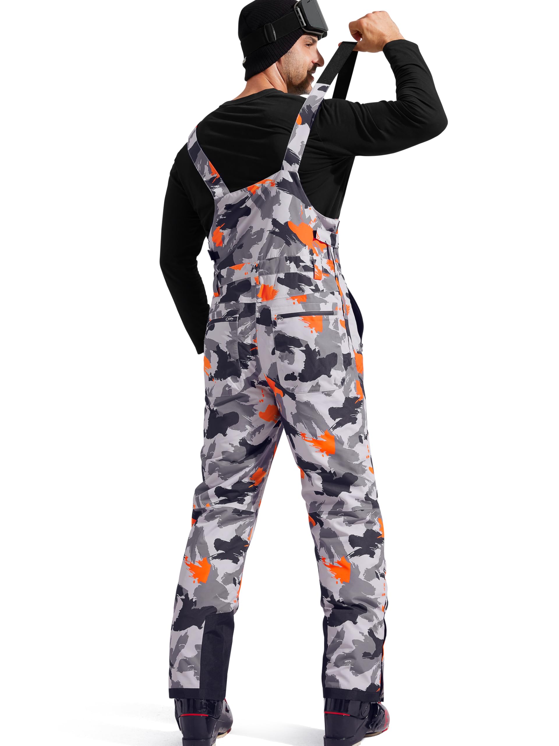 FREE SOLDIER Bavaglini da neve da uomo, pantaloni da sci Softshell, impermeabili, isolati, caldi, antivento, salopette da sci