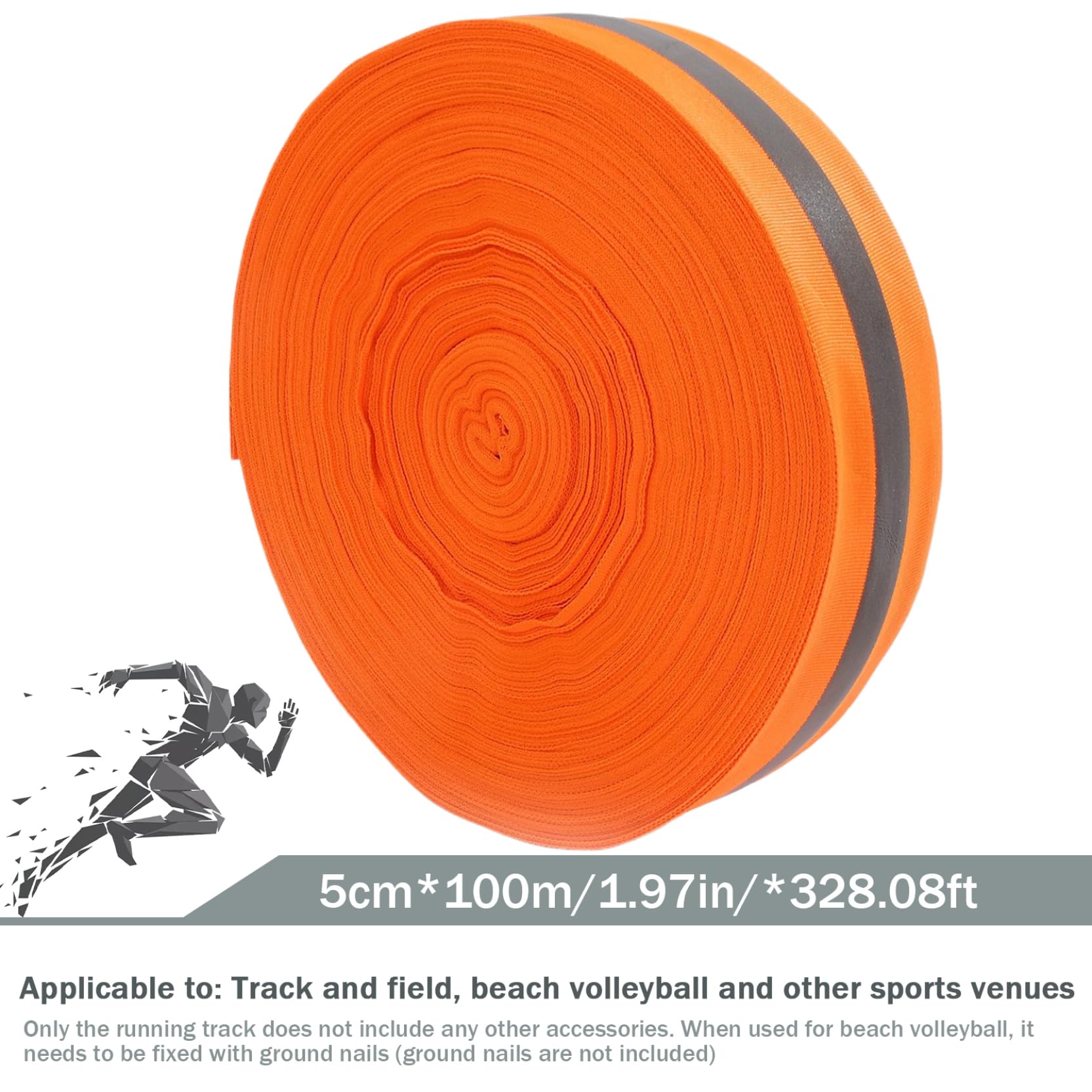 Líneas de límite de Voleibol, líneas de Voleibol de Playa 2 '' x 328' Nylon Playa Límite Naranja Vibrante Resistente al desgarro Precaución Reflectante para Arena