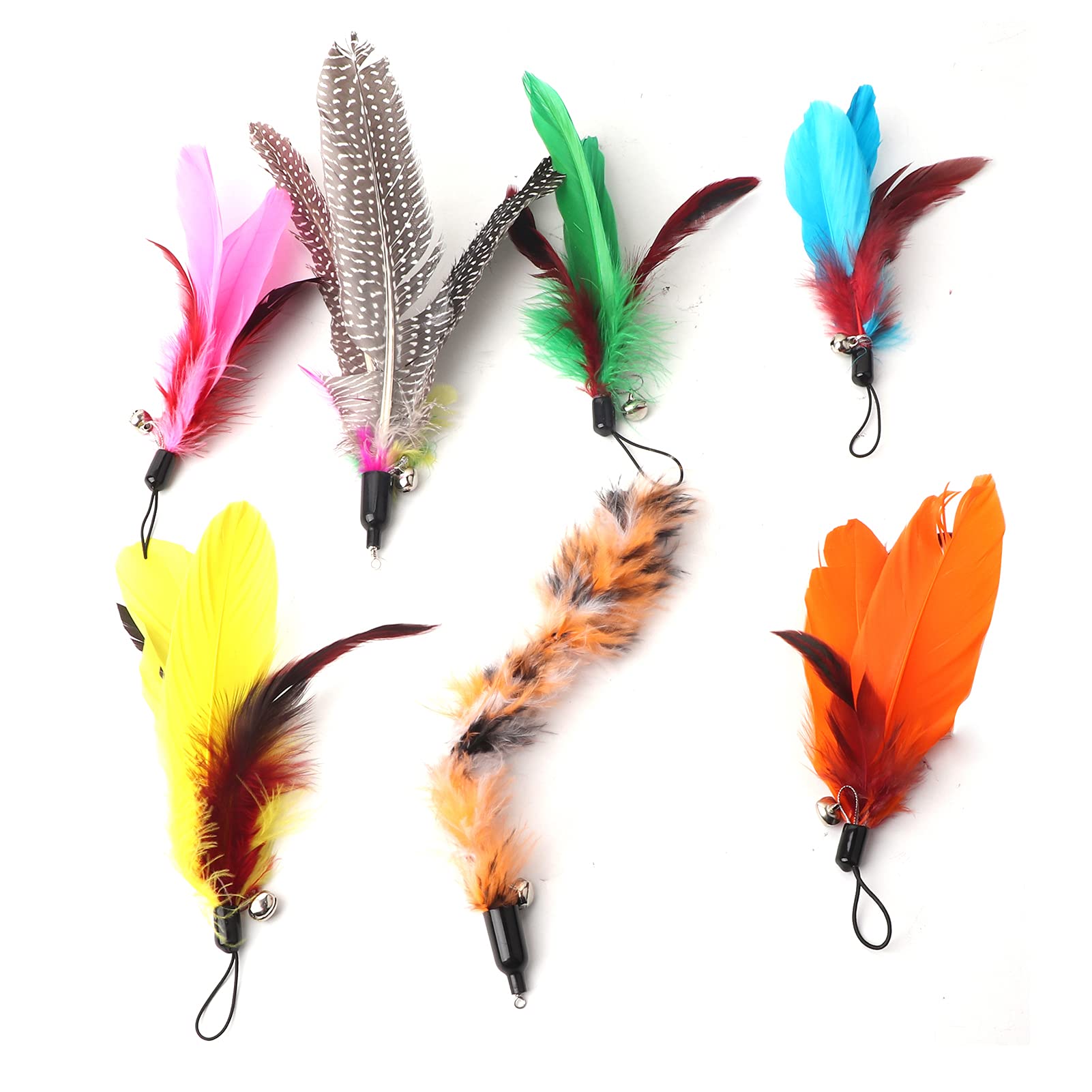 ZJchao Juguete de Plumas para Gatos, Juguetes de Plumas para Gatos de Interior, 7 Piezas, Juguete Colgante para, Juguetes para, Varilla, Pluma, Cabeza de Repuesto, Suministros para para Todas