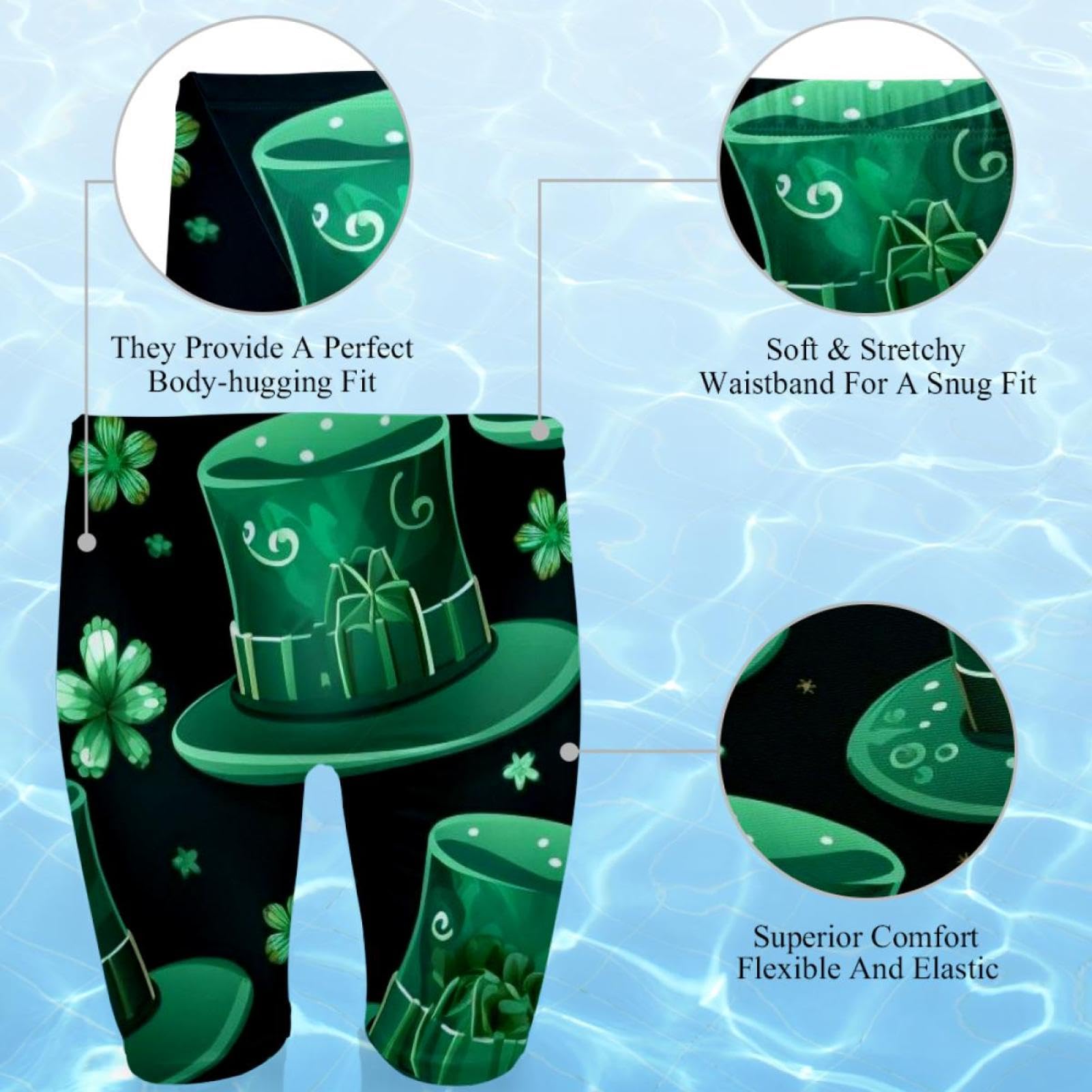 St Patrick's Day Swimsuit for Men & Boys,Competition Lap Swim Suit, Square Leg Endurance Training Multicoloured