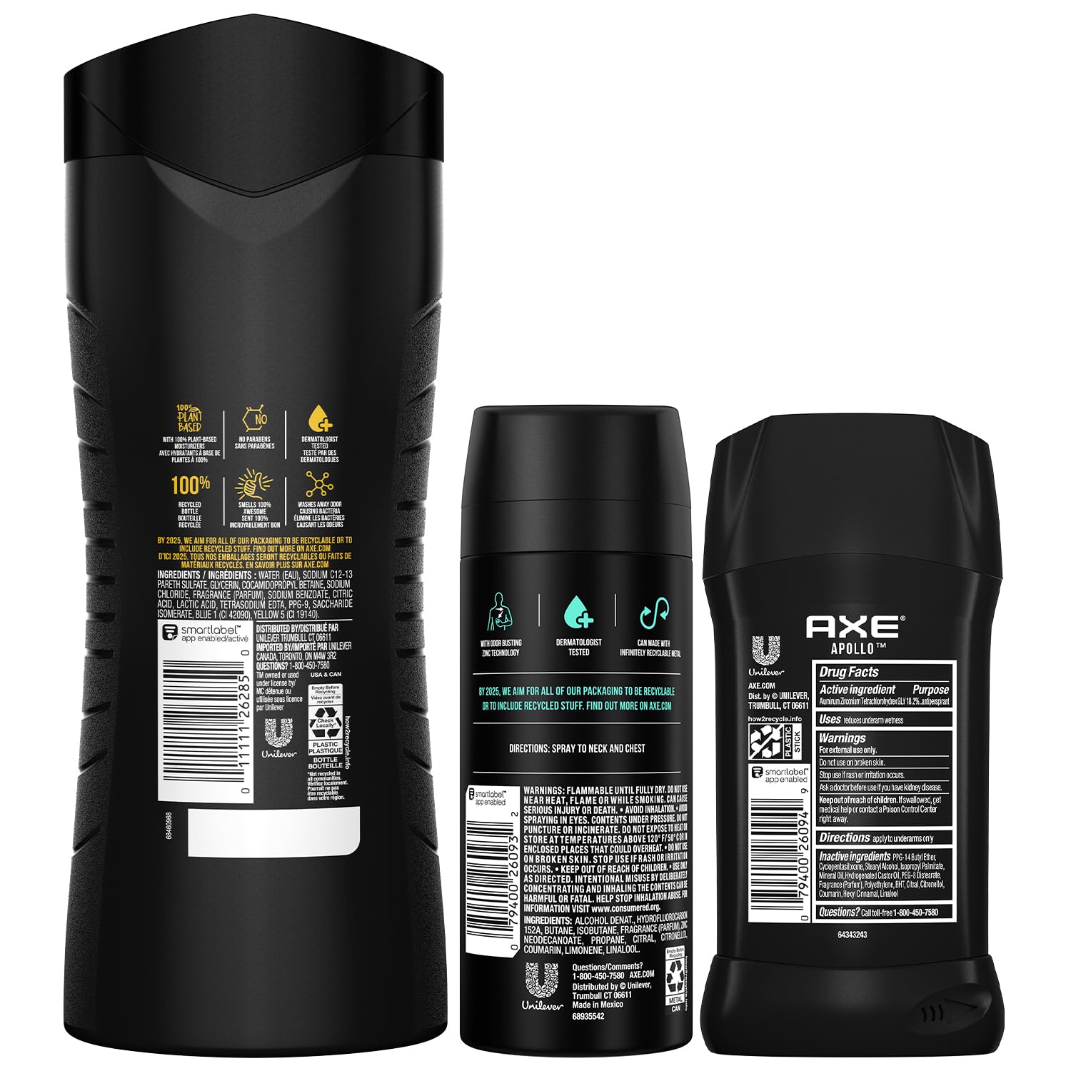 AXE Apollo Body Care Gift Set – Men’s Body Wash, Body Spray & Deodorant Set, Sage and Cedarwood (3 Piece Set) - Image 3