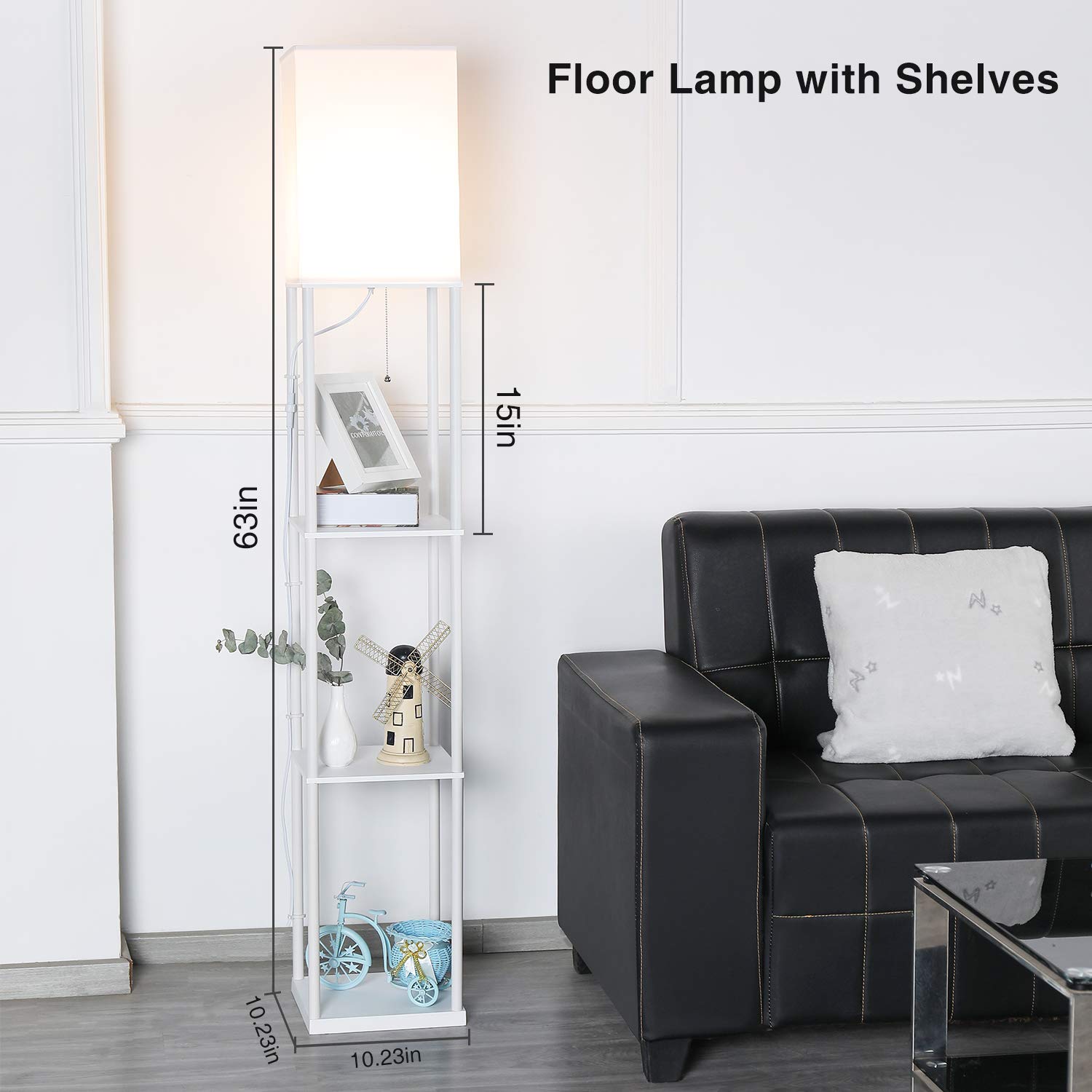 Lampada Da Terra Con Ripiani - 3 Temperature Colore - LED Dimmerabile - Per Soggiorno E Camera - Foto 10