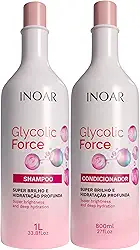 Inoar, Glycolic Force Kit Shampoo e Condicionador para Hidratação Profunda, Brilho Intenso e Recuperação Capilar – 800ml