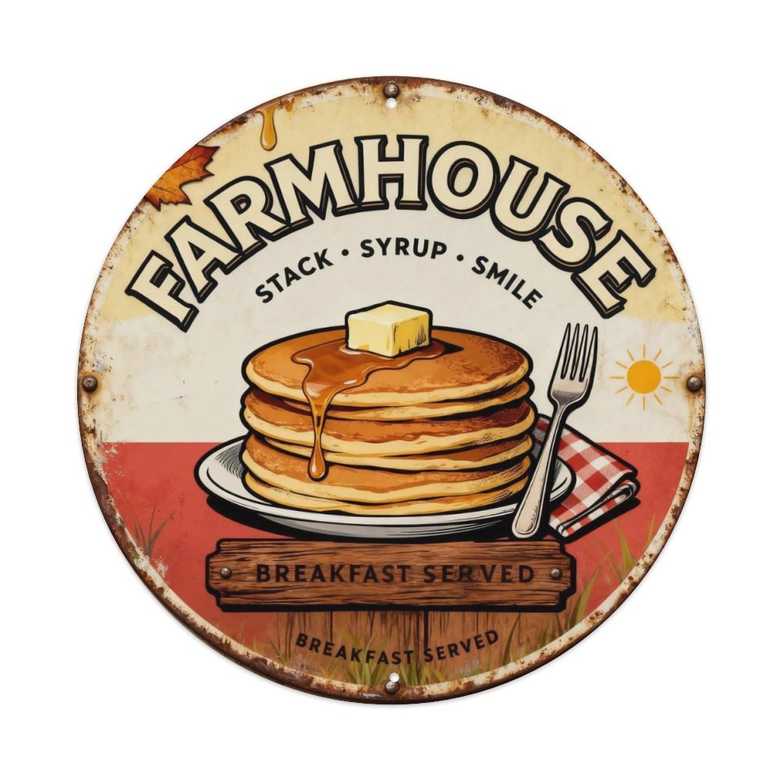 Farmhouse Pancakes Sign Metal Tin Sign Plaque